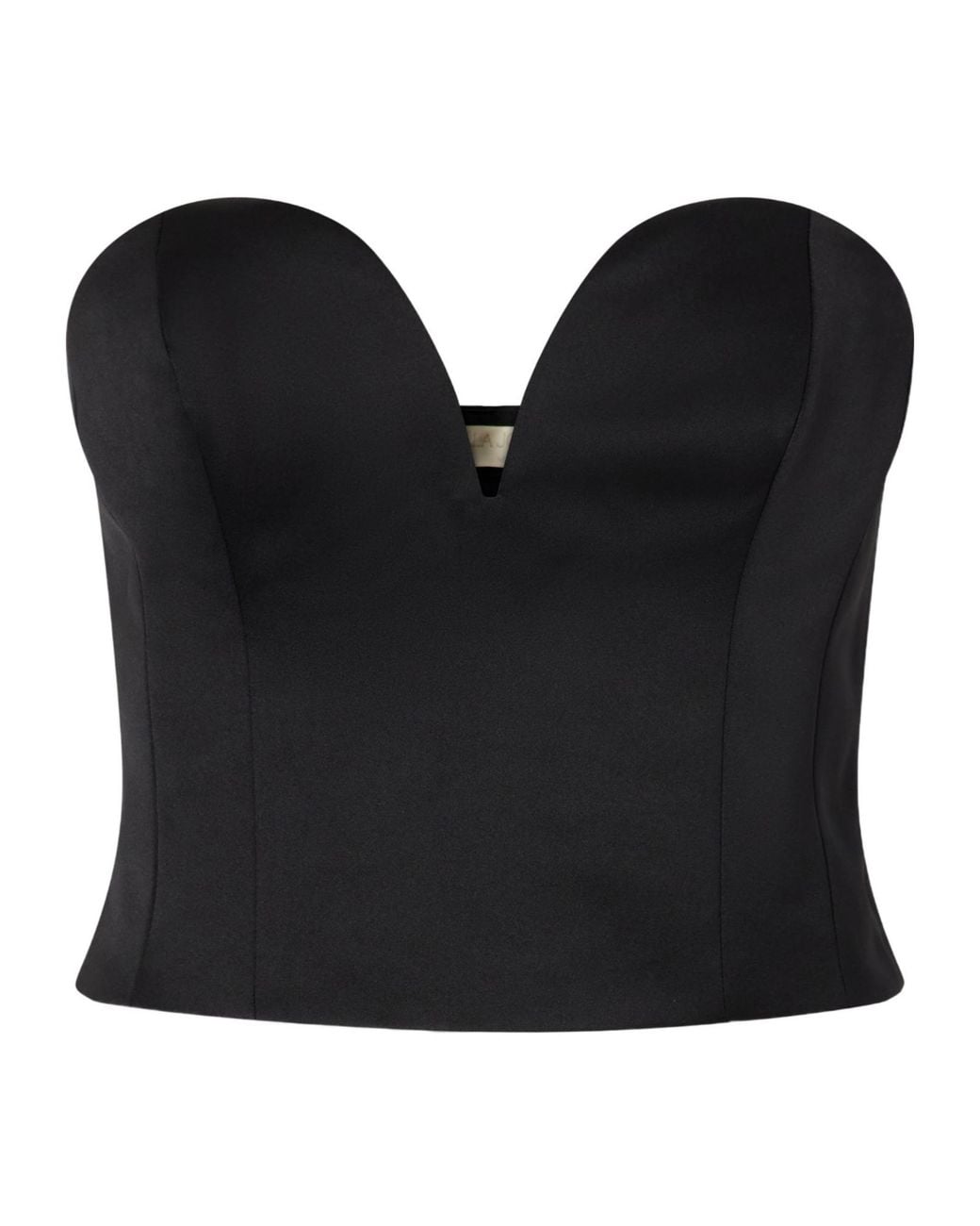 Ulla Johnson Black Cropped Bustier Duchesse-Satin Top