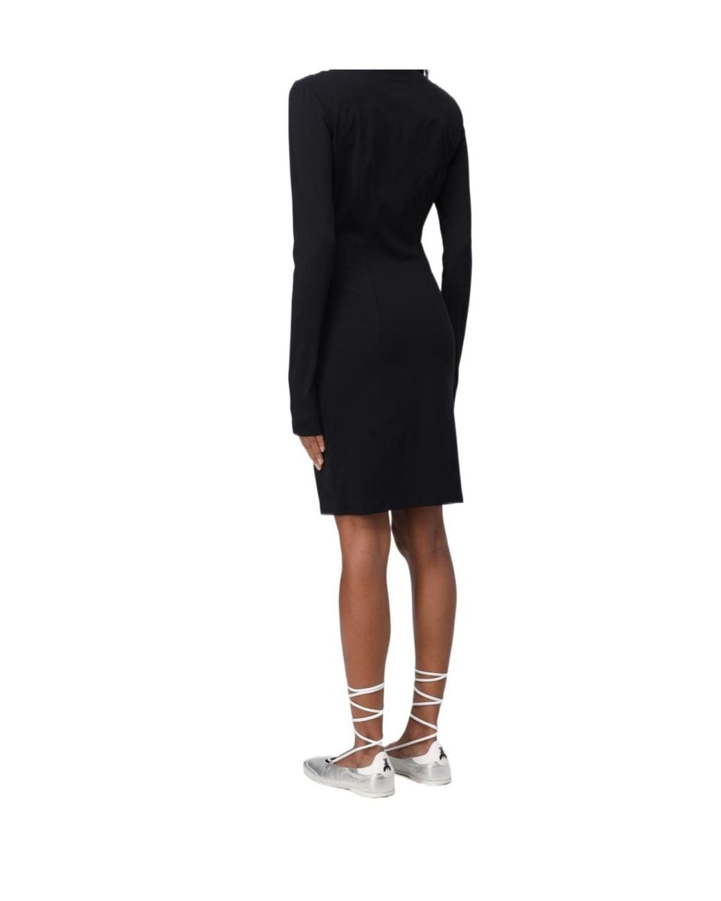 Patrizia Pepe Black Keyhole-Neckline Zip-Cuff Dress