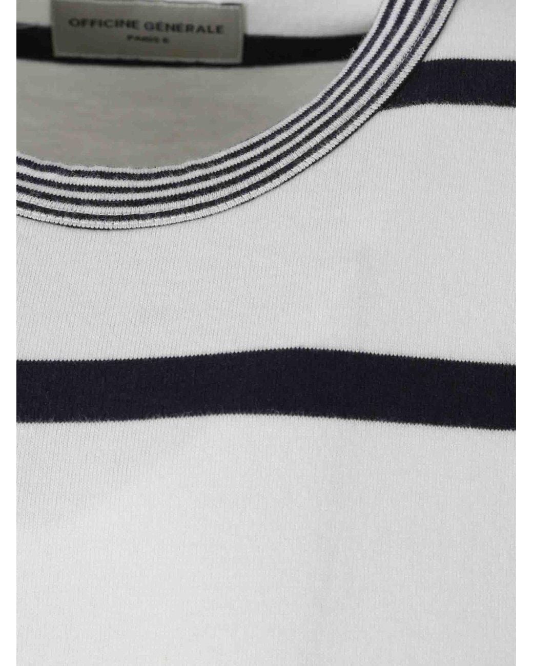 Officine Generale White Officine Générale Striped Long Sleeve T-Shirt for men