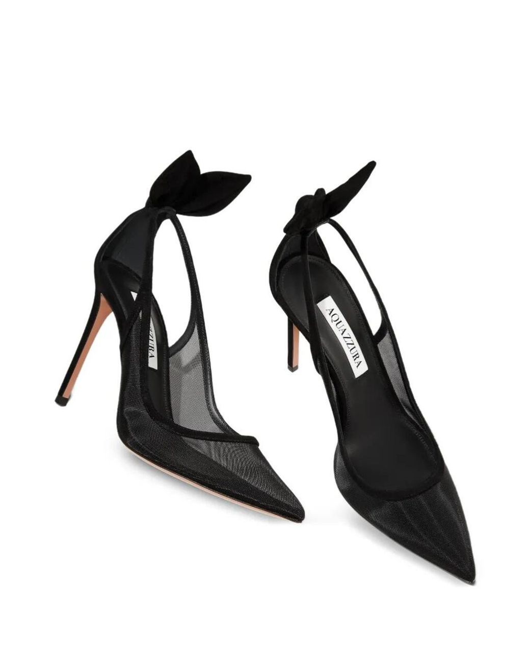 Aquazzura Black Bow Tie Mesh Heeled Pumps