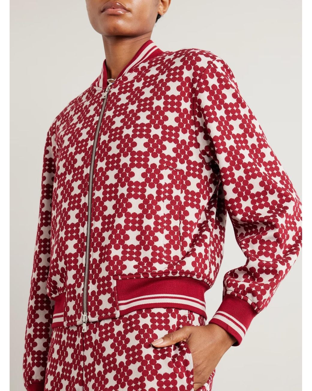 Dries Van Noten Red Jacquard Knit Sports Jacket