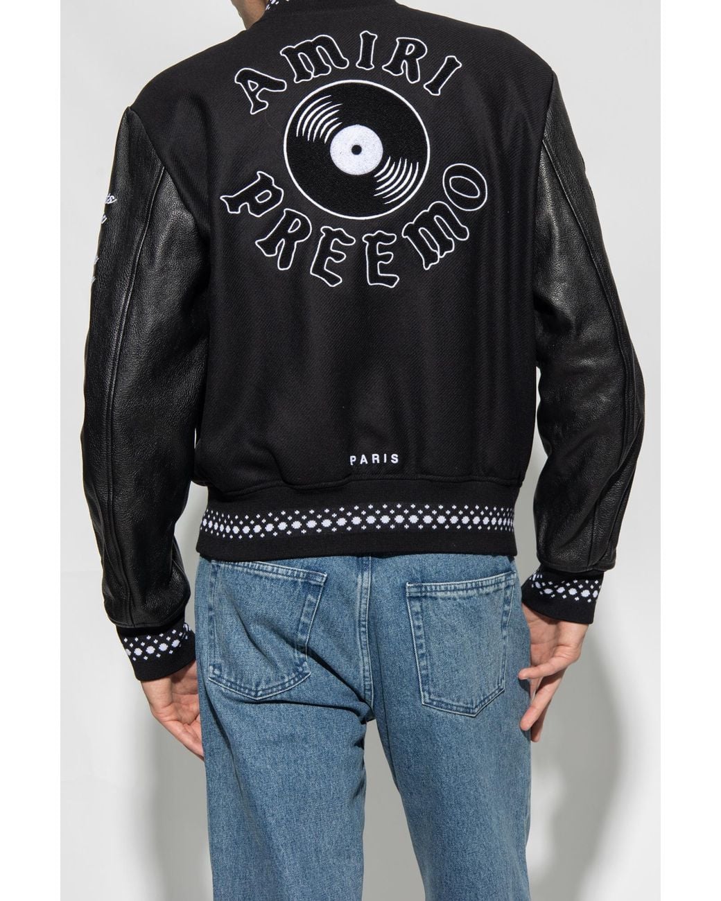 Amiri Black Logo Embroidered Varsity Jacket for men