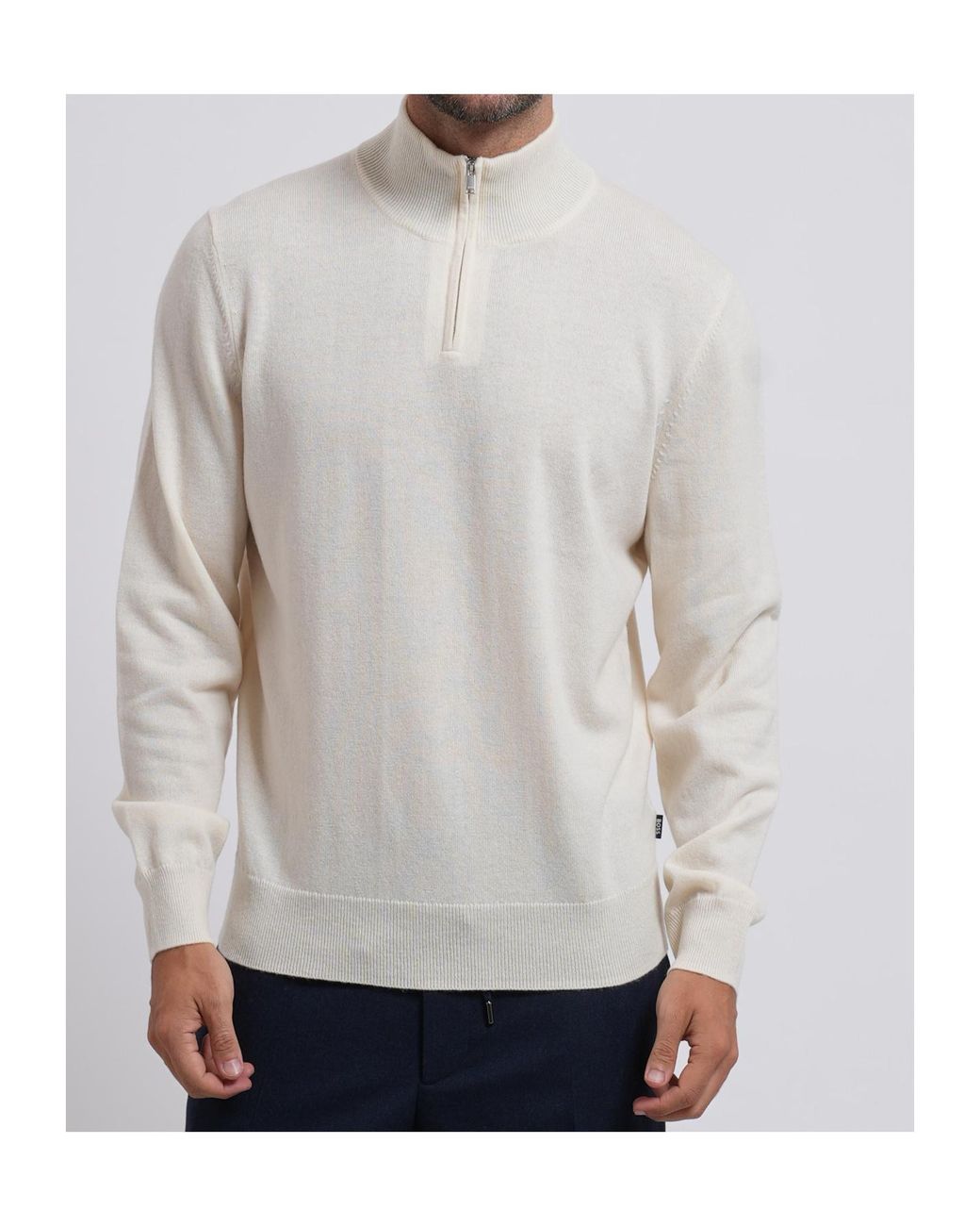 Boss White Boss Half-Zip Knitted Sweater for men