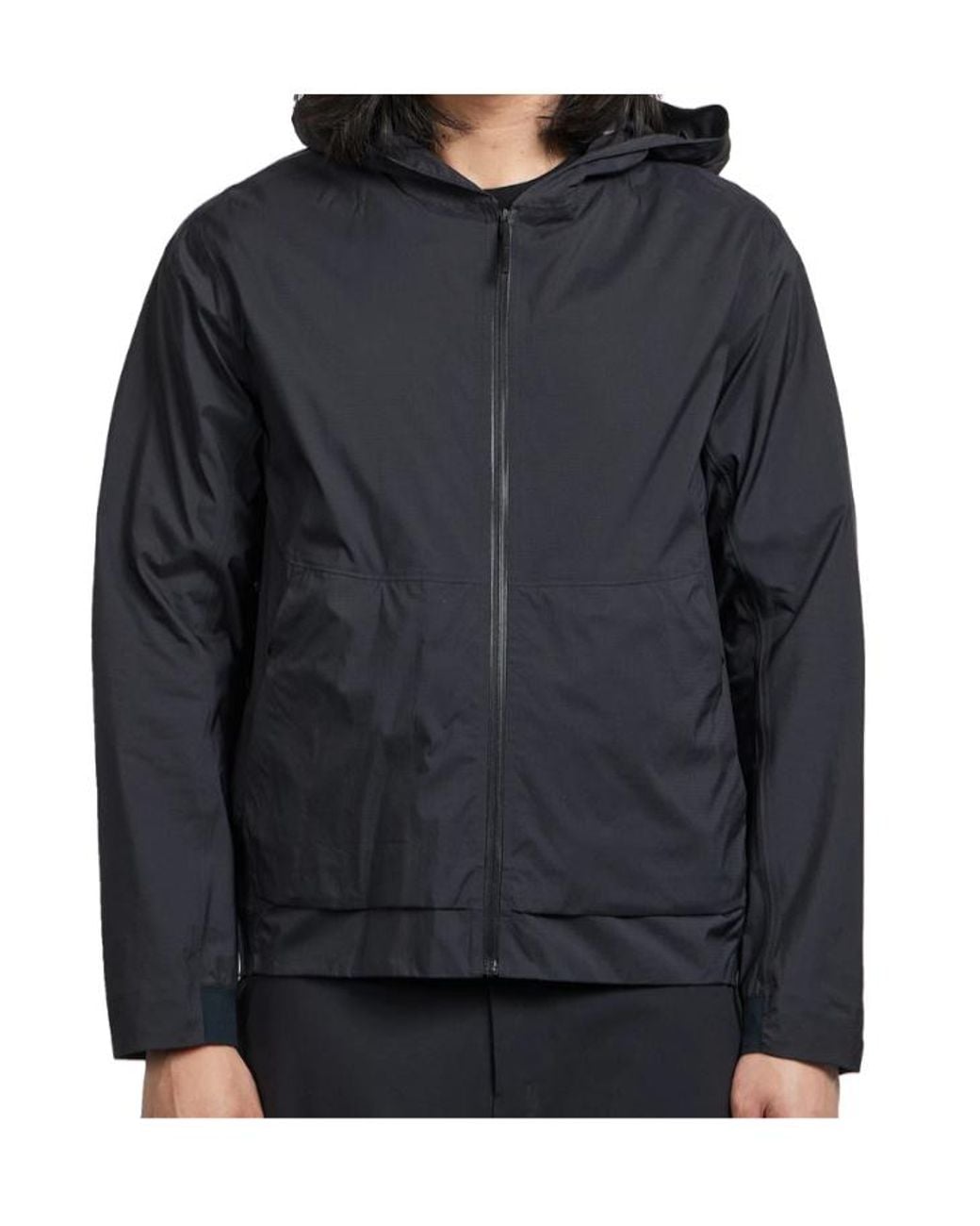 Veilance Black Long-Sleeved Zip-Up Hooded Jacket for men