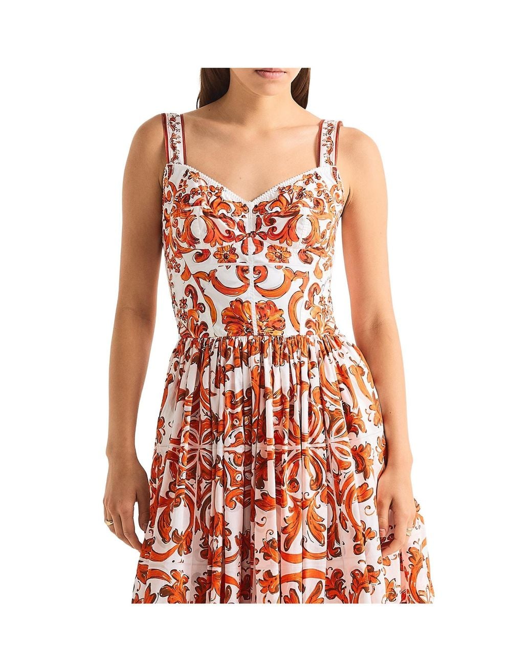 Dolce & Gabbana White Sleeveless Midi Dress