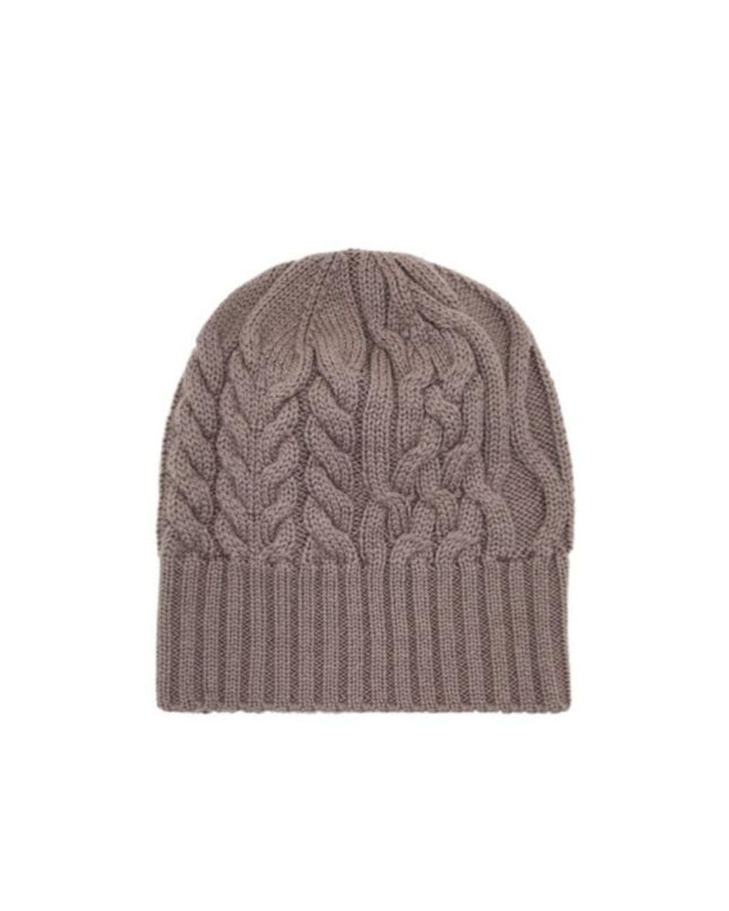 Emporio Armani Brown Logo-Patch Chunky-Knit Beanie Hat