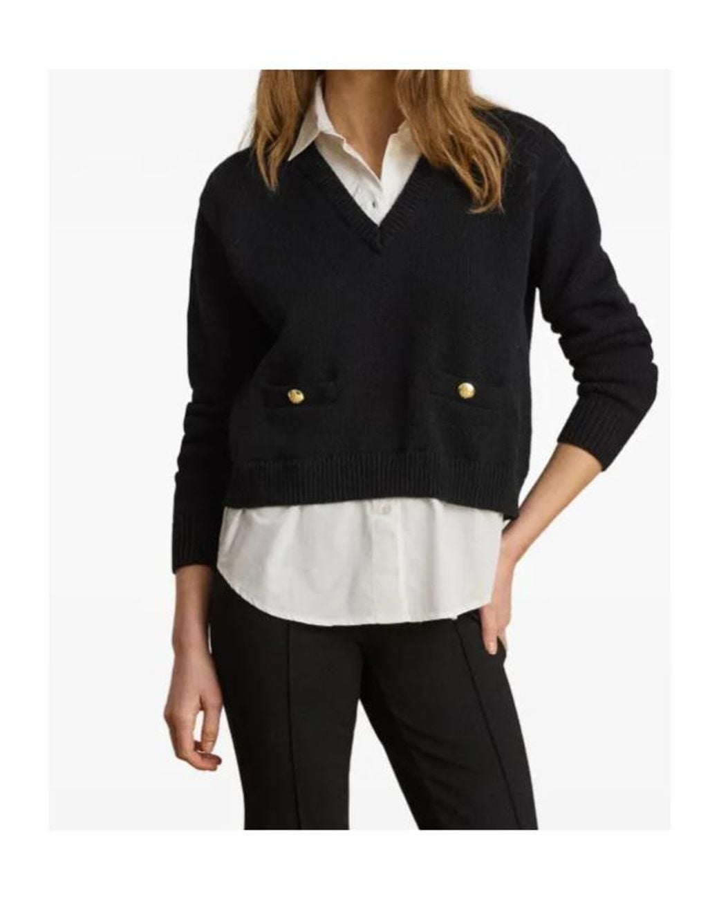 Ralph Lauren Black Lauren Layered V-Neck Jumper