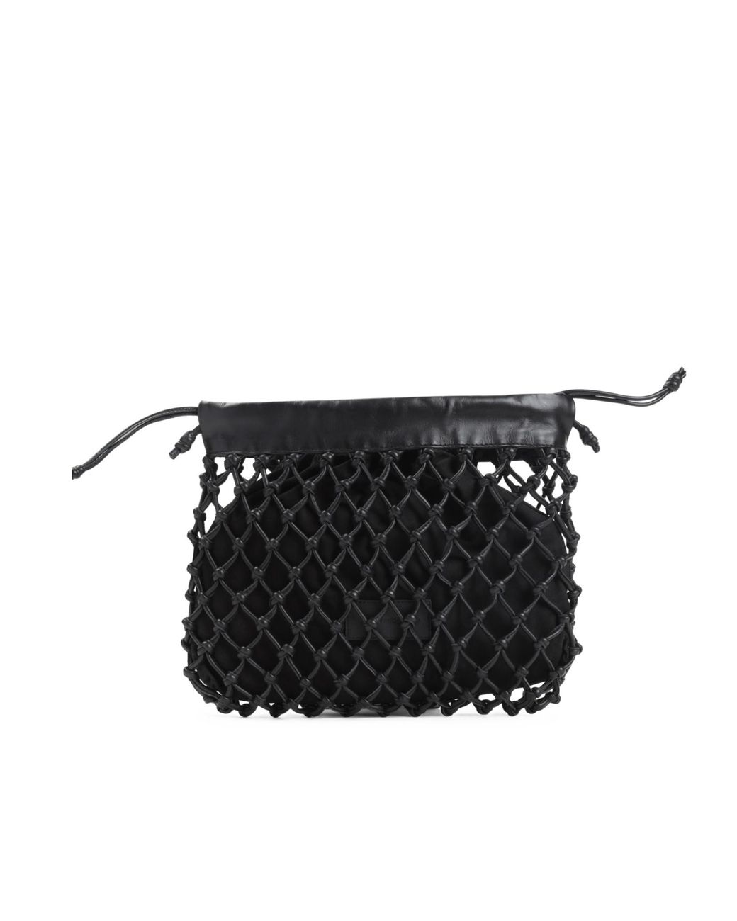 Frankie Shop Black Morgan Macramé Small Clutch Bag