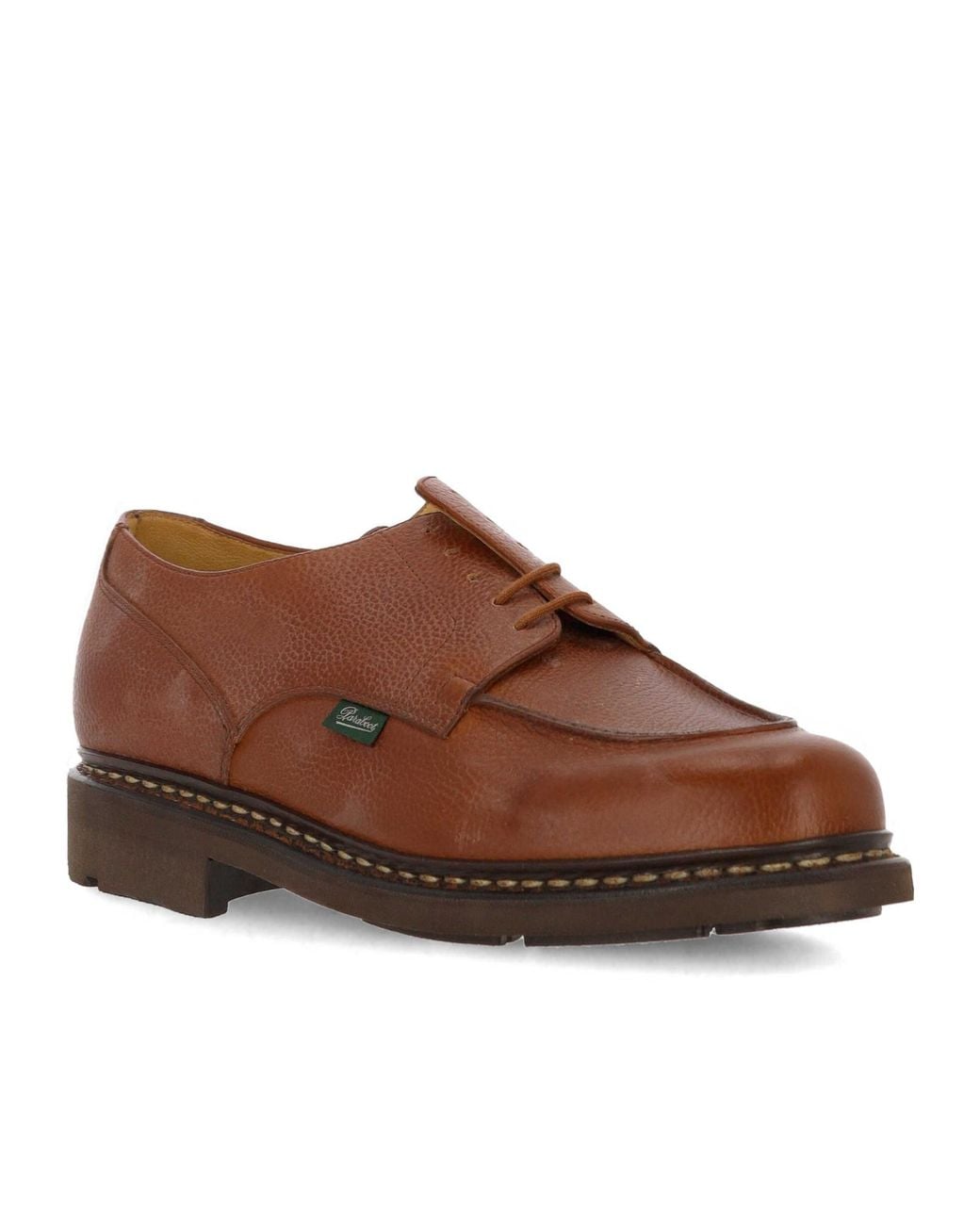 Paraboot Brown Almond Toe Lace-Up Shoes for men