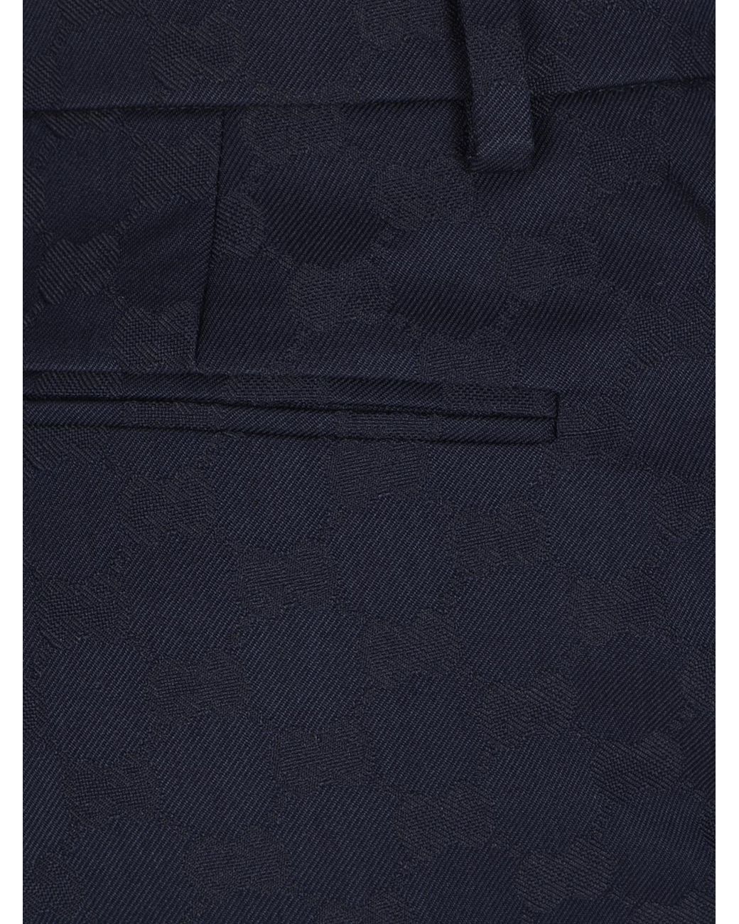 Gucci Blue Jacquard Tailored Trousers