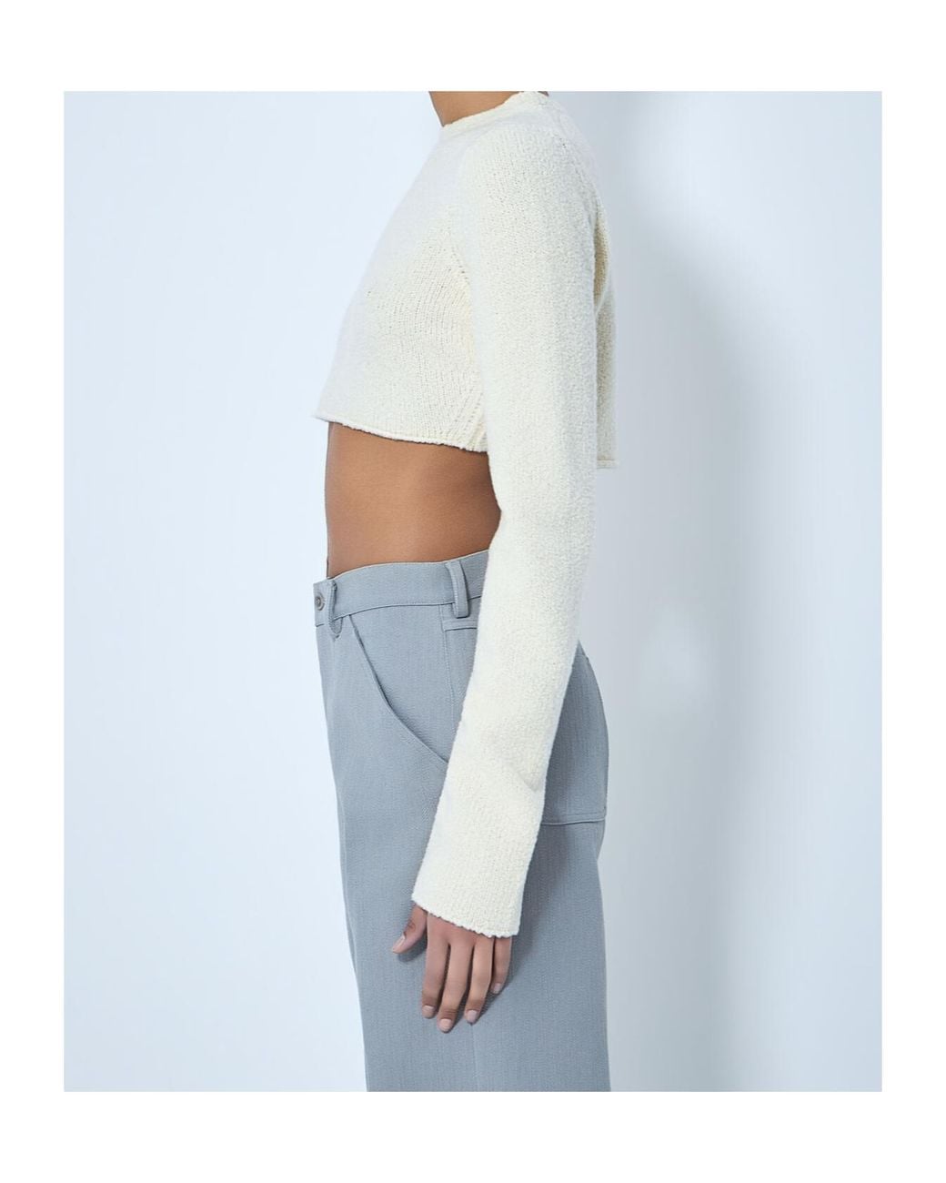 Rier White Cropped Knitted Jumper