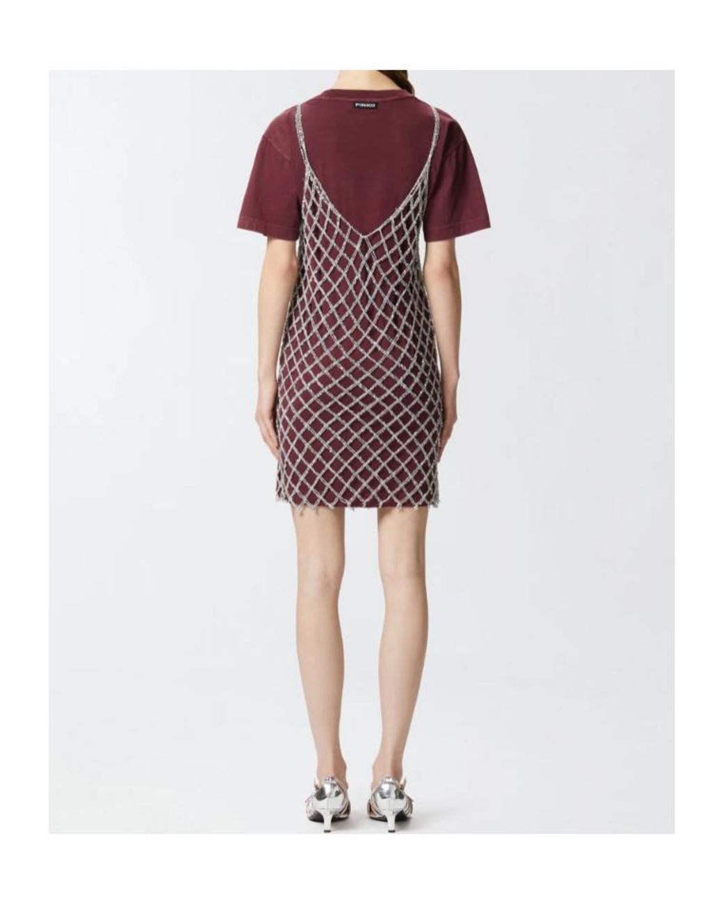 Pinko Purple Sequin Combined Short T-Shirt Dress