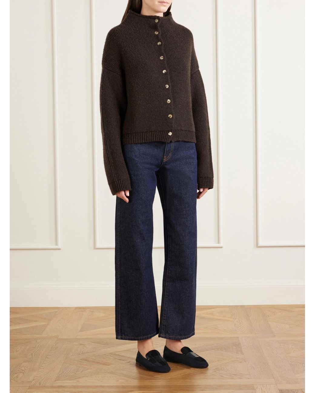 Khaite Blue Leather And Suede Ballet Flats