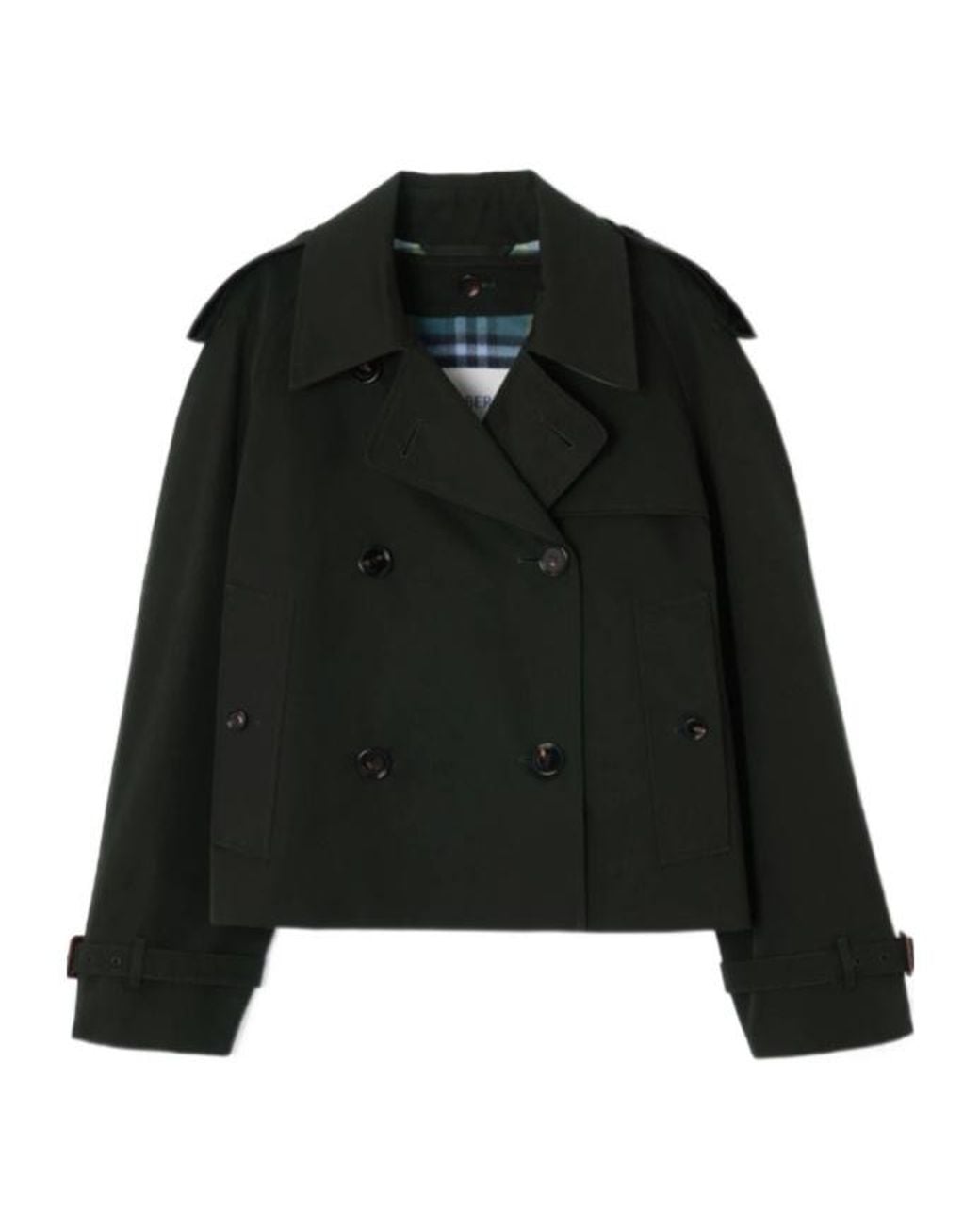 Burberry Black Cropped Gabardine Mayfair Trench Jacket With Warmer