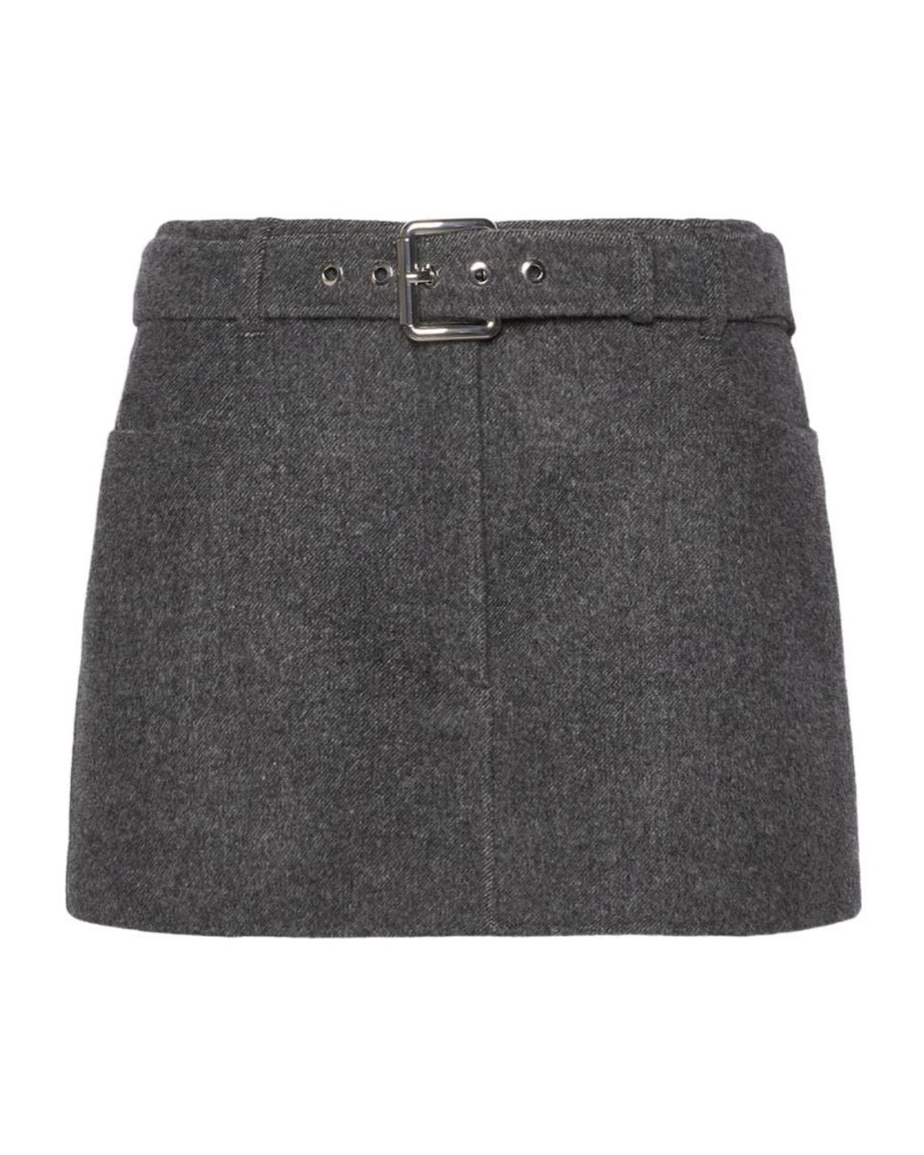 Sportmax Gray Short Pure Wool Skirt