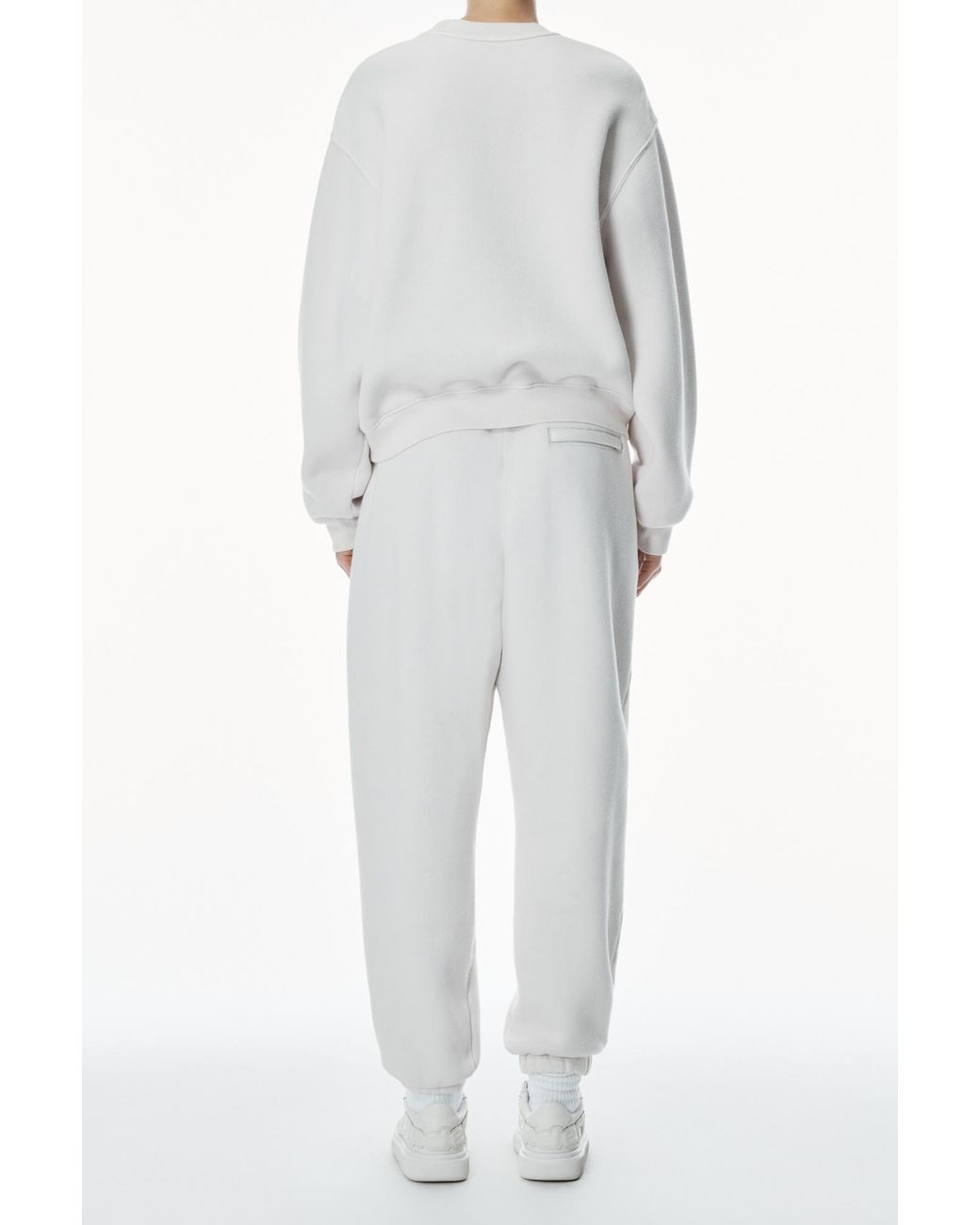 T By Alexander Wang White Logo Printed Drop Shoulder Sweatshirt