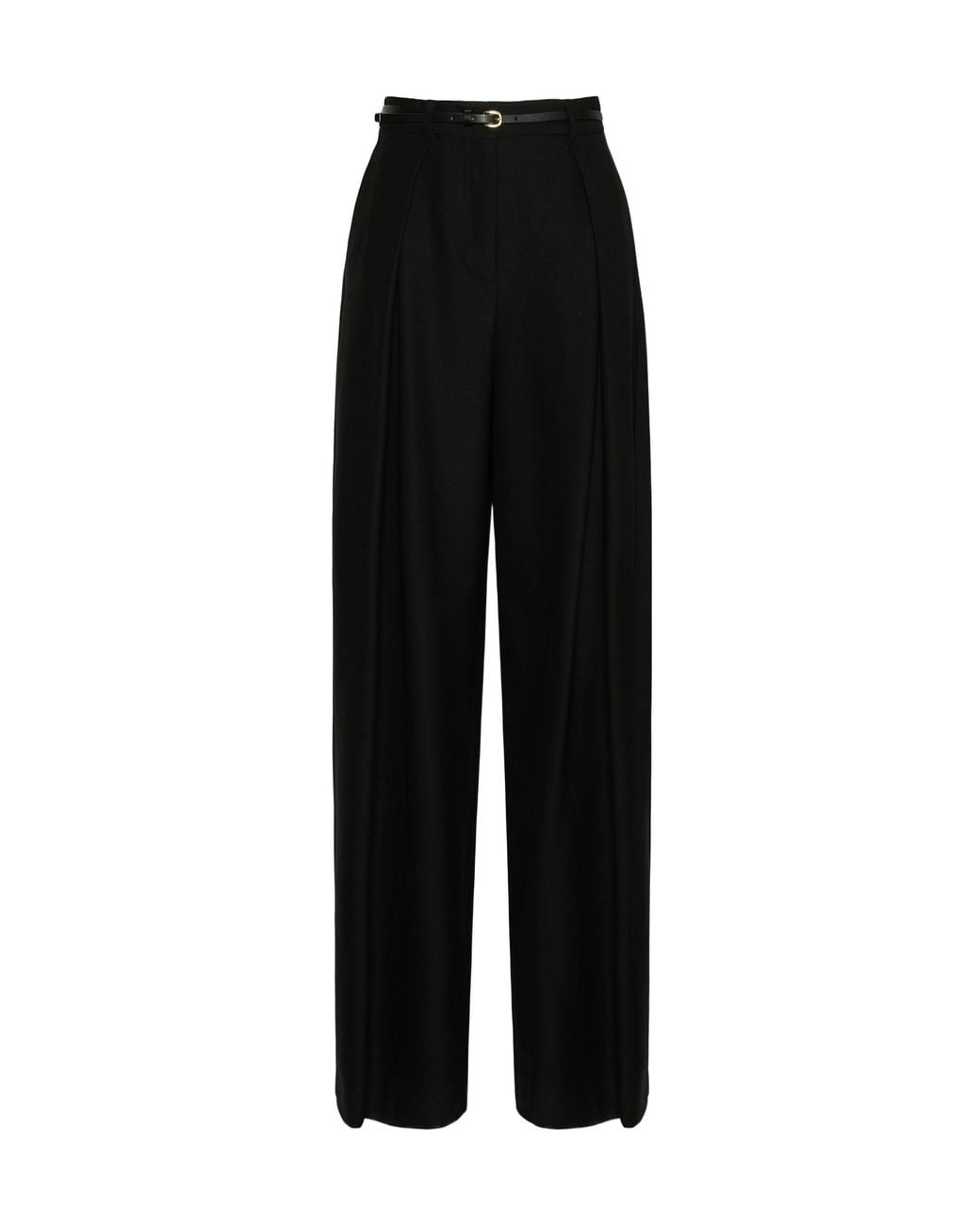 Max Mara Black Pleated Wide-Leg Trousers