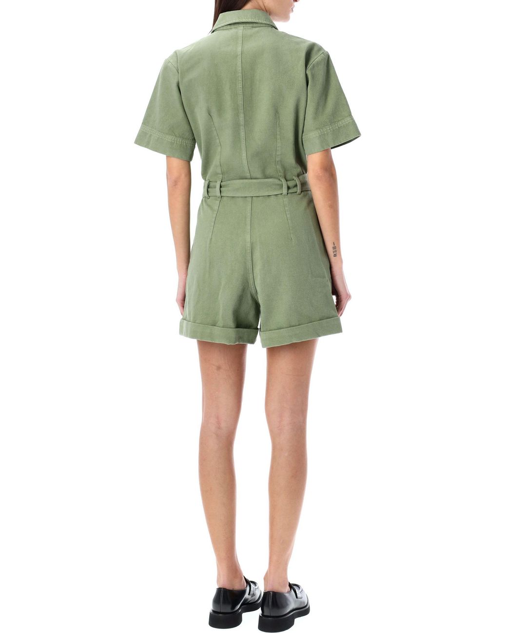 A.P.C. Green Belted Short-Sleeved Jumpsuit