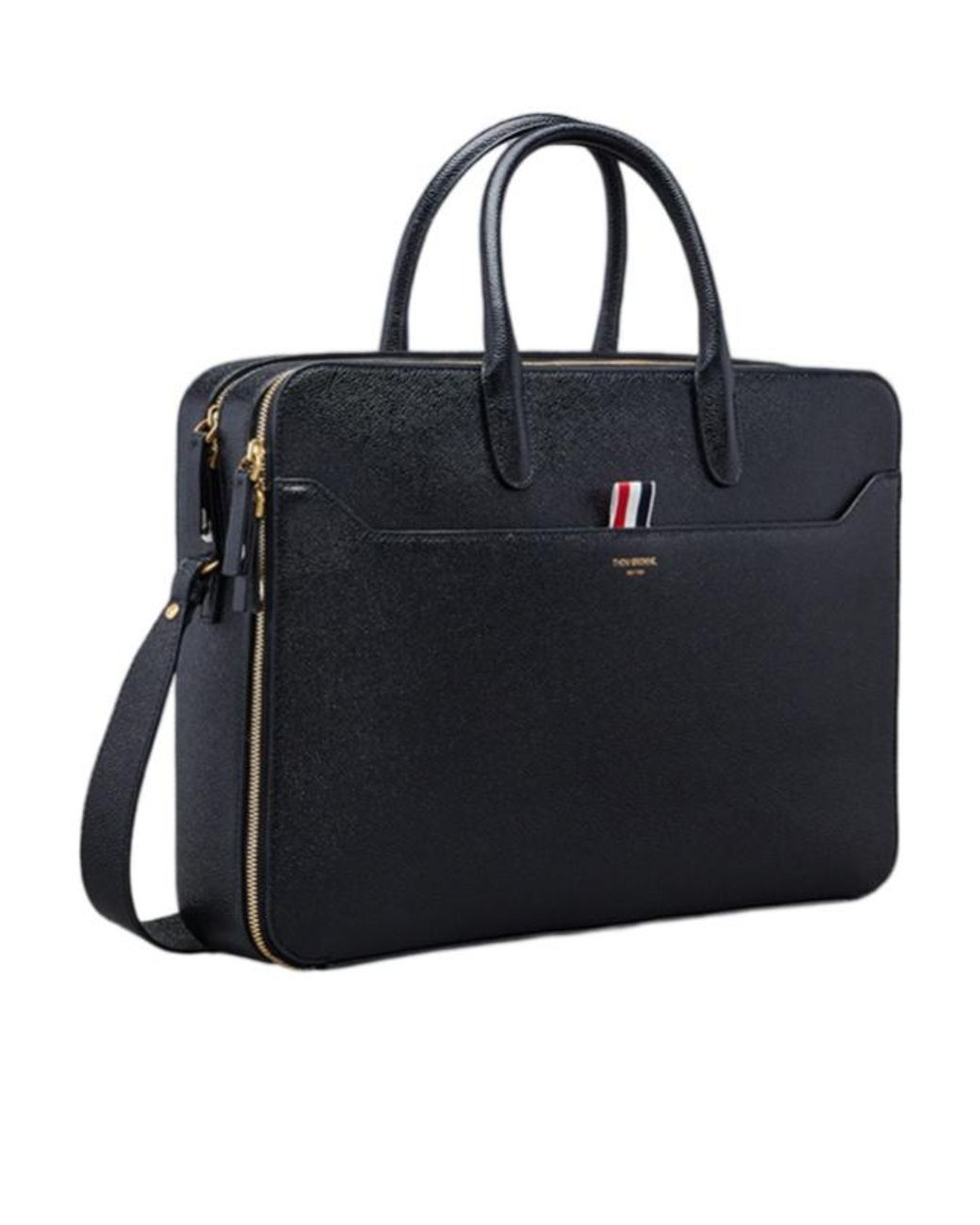 Thom Browne Black Double Compartment Business Bag