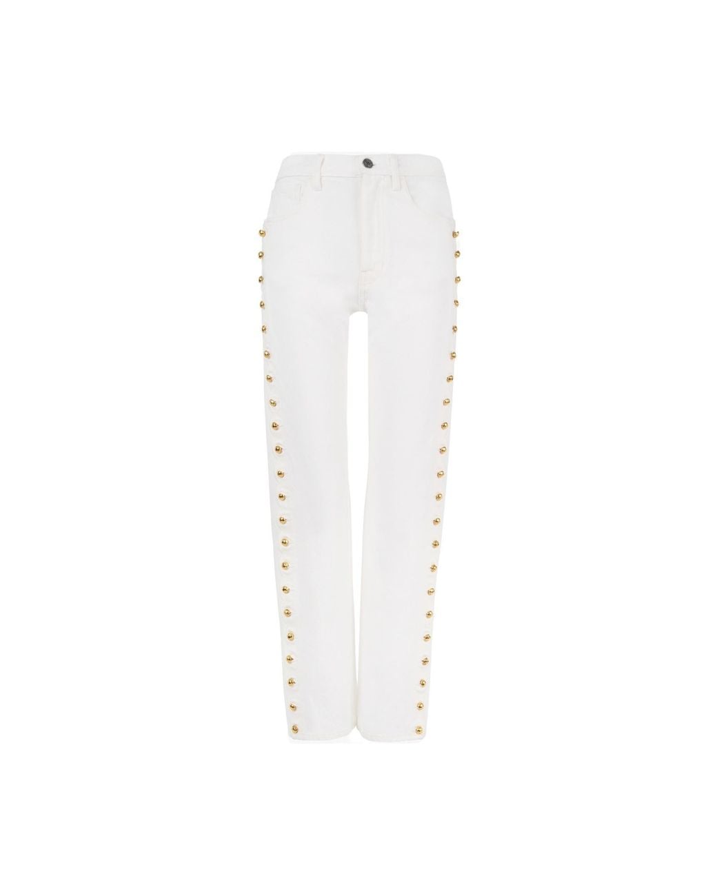 Chloé White Chloé Embellished Cropped Jeans