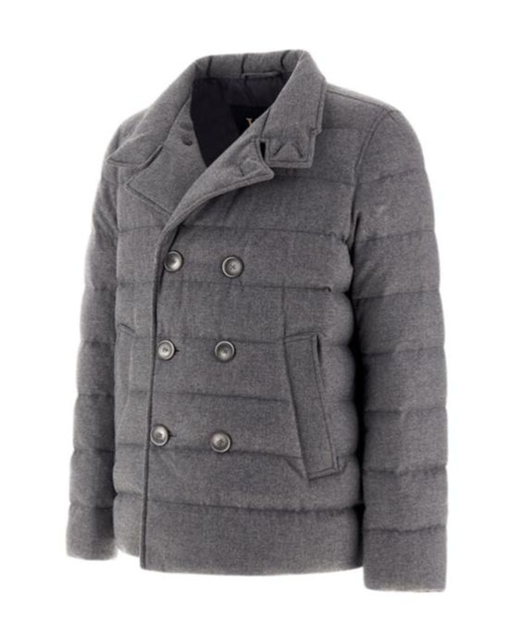 Herno Gray Double-Breasted Down Coat for men