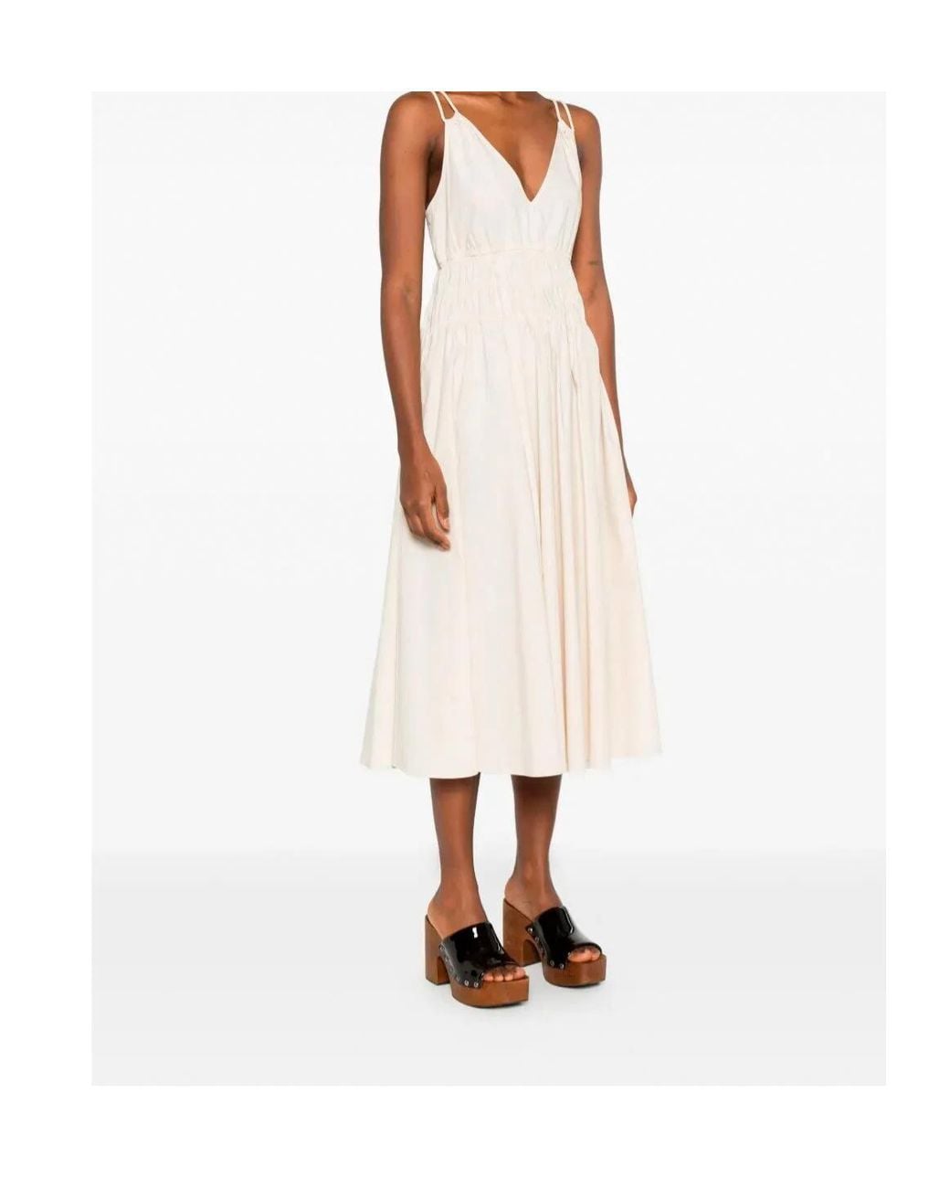 Pinko White Amie Gathered Midi Dress