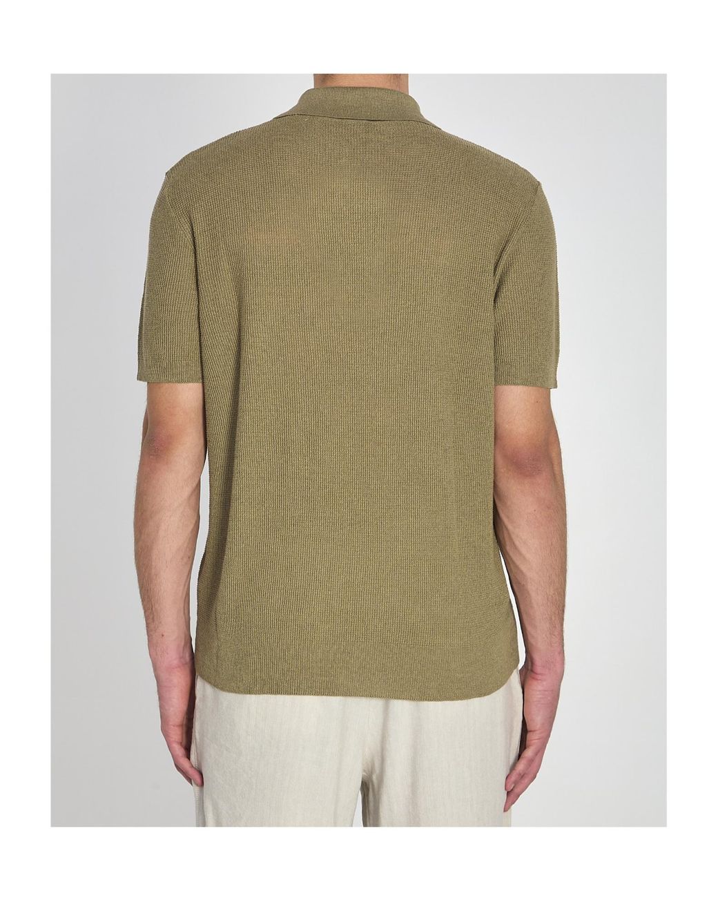Barena Green Three-Button Knitted Polo Shirt for men