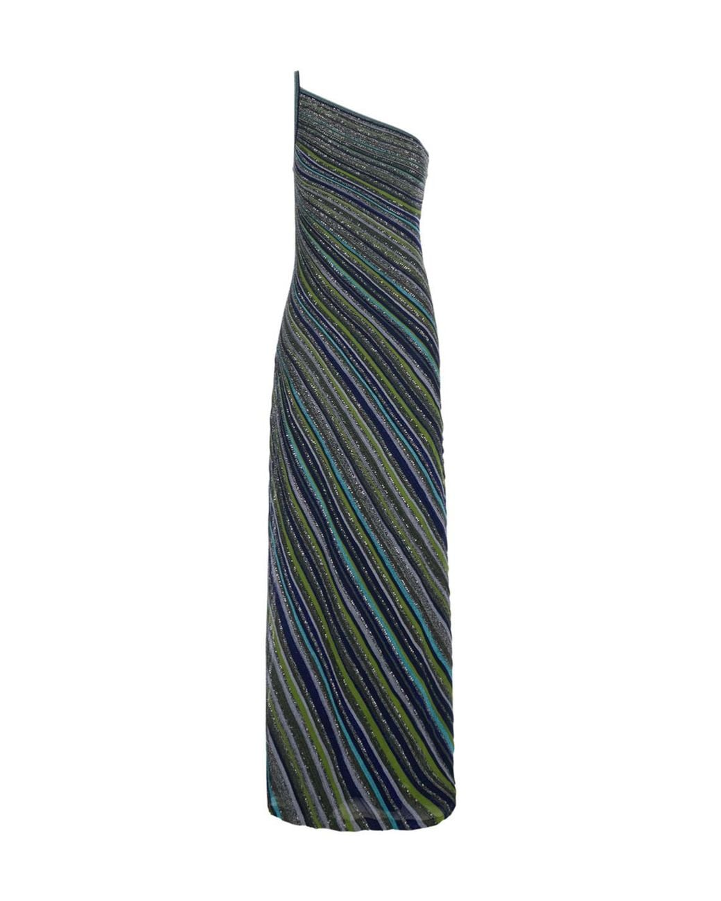 Missoni Green Long Dress With Sequins Viscose