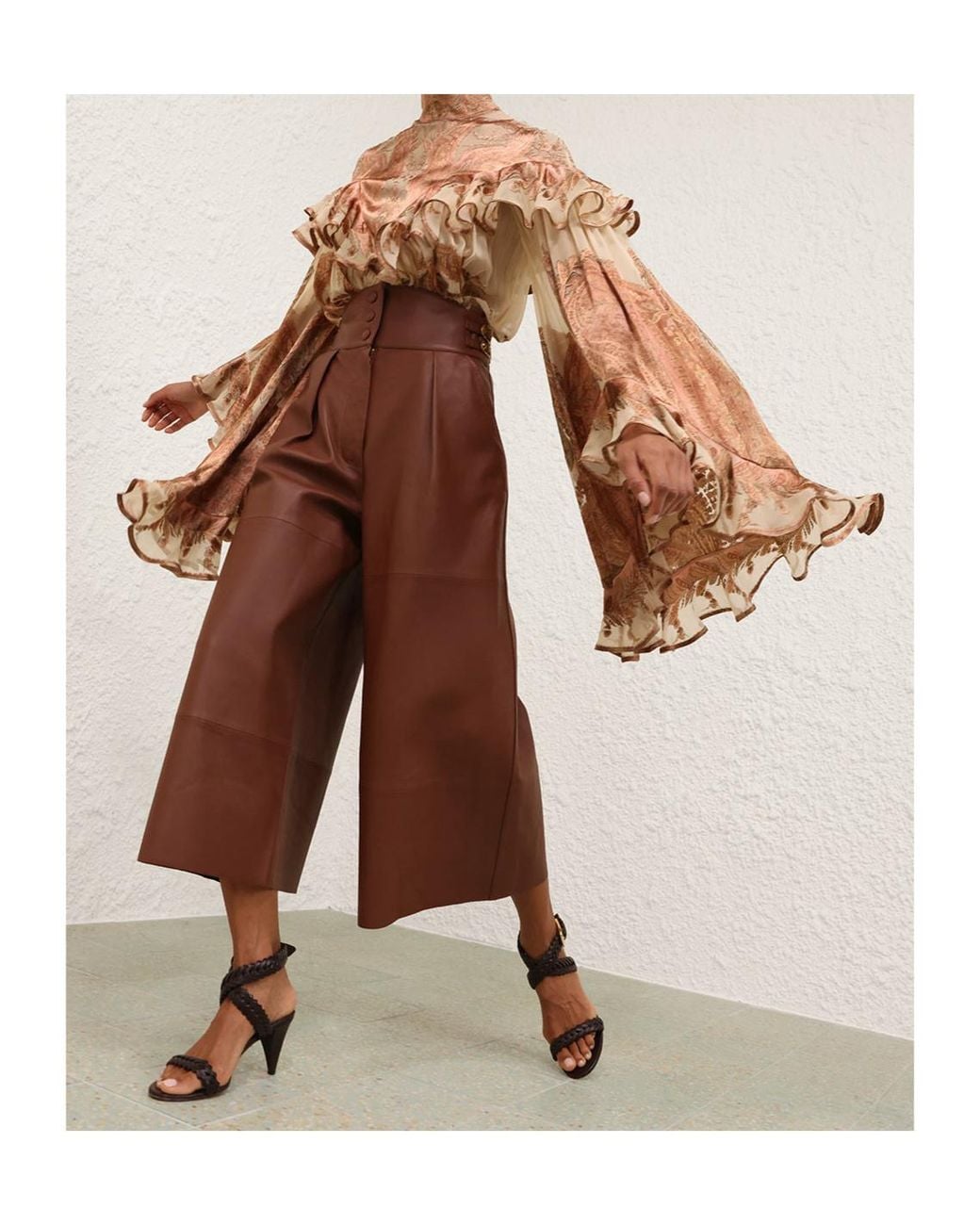 Zimmermann Brown Hypnotic Burnout Blouse