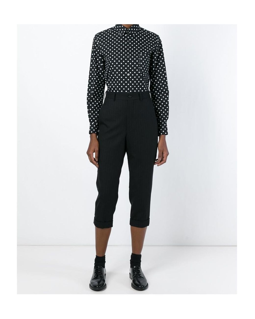 Comme des Garçons Black Pinstripe Cropped Trousers
