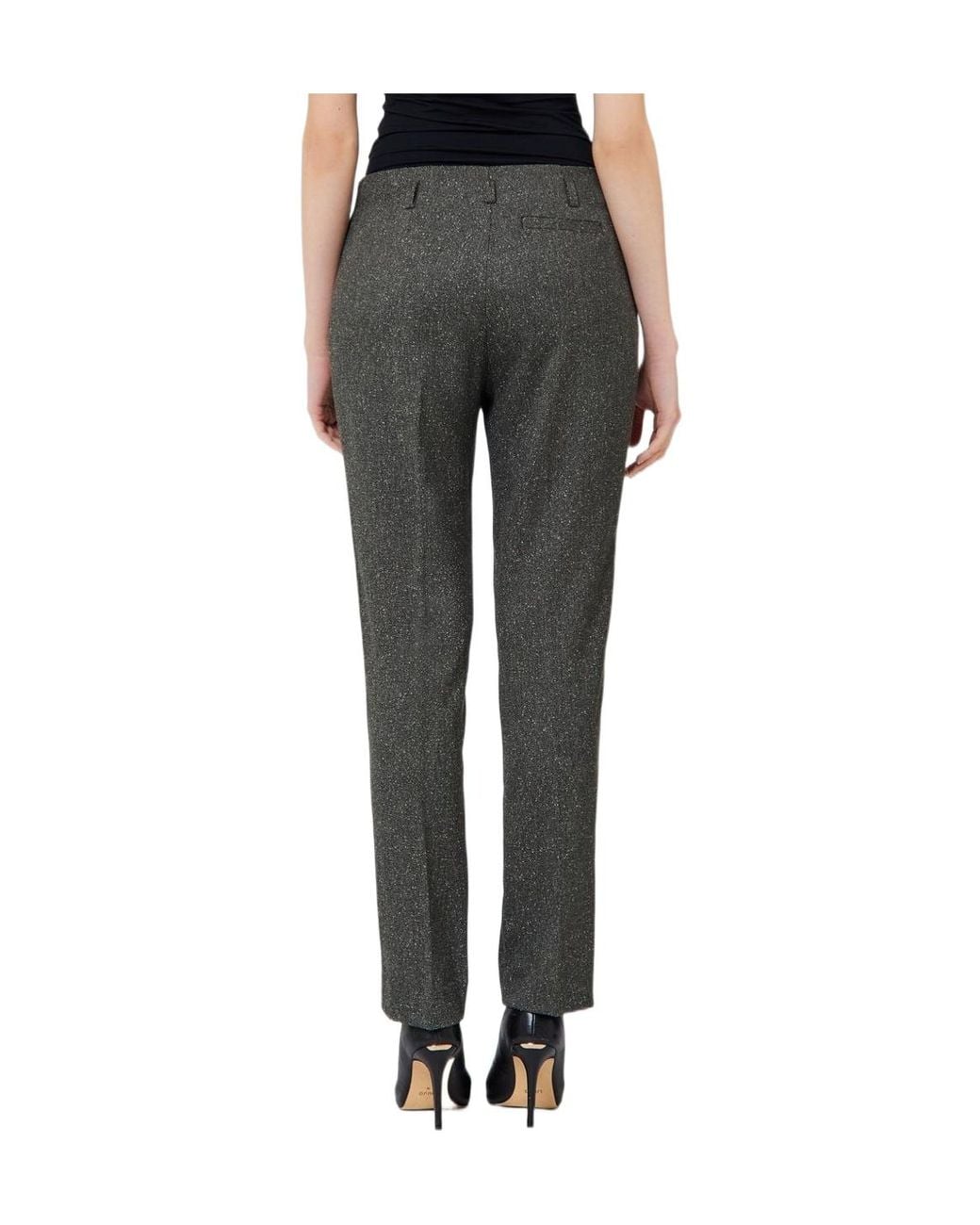 Liu Jo Gray Pressed-Crease Tailored Trousers
