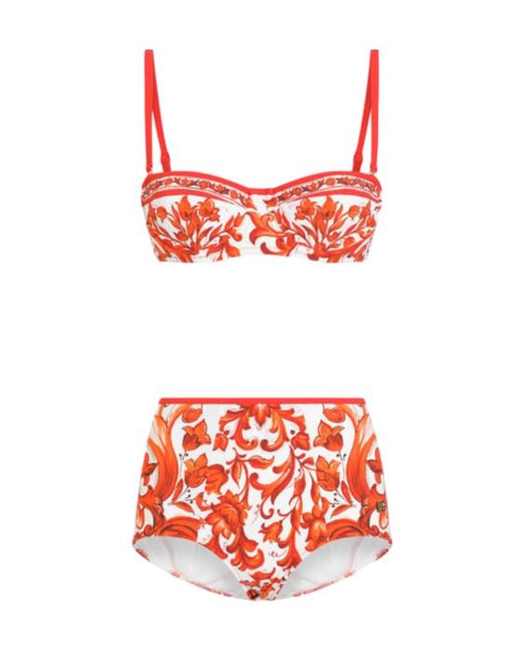 Dolce & Gabbana Red Maiolica Printed Bikini Set