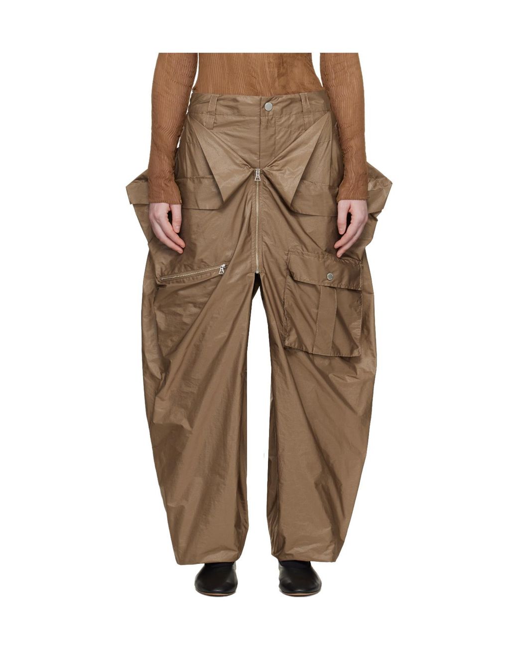 Issey Miyake Brown Zippered Workwear Casual Pants