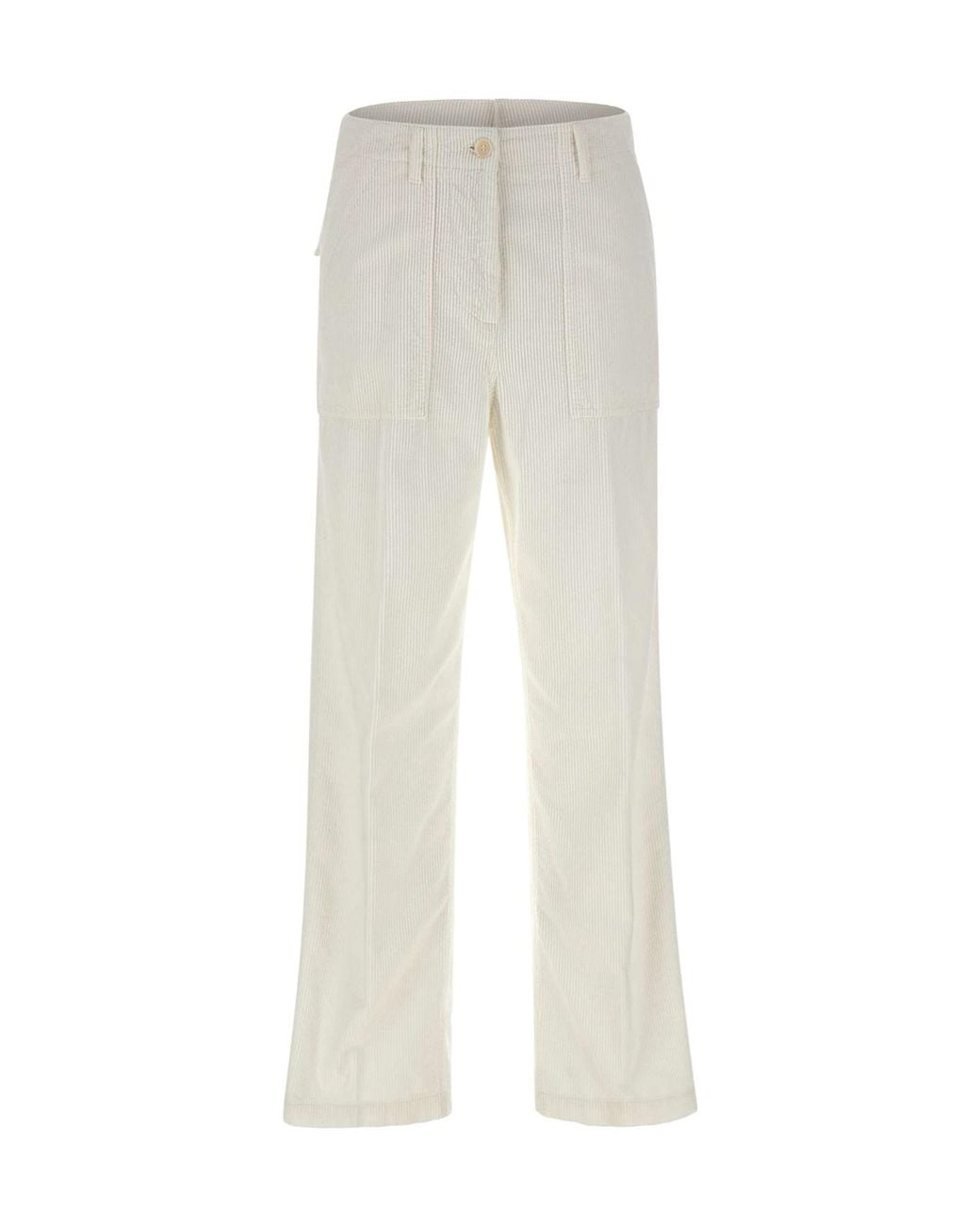 Aspesi White Wide-Leg Corduroy Pants