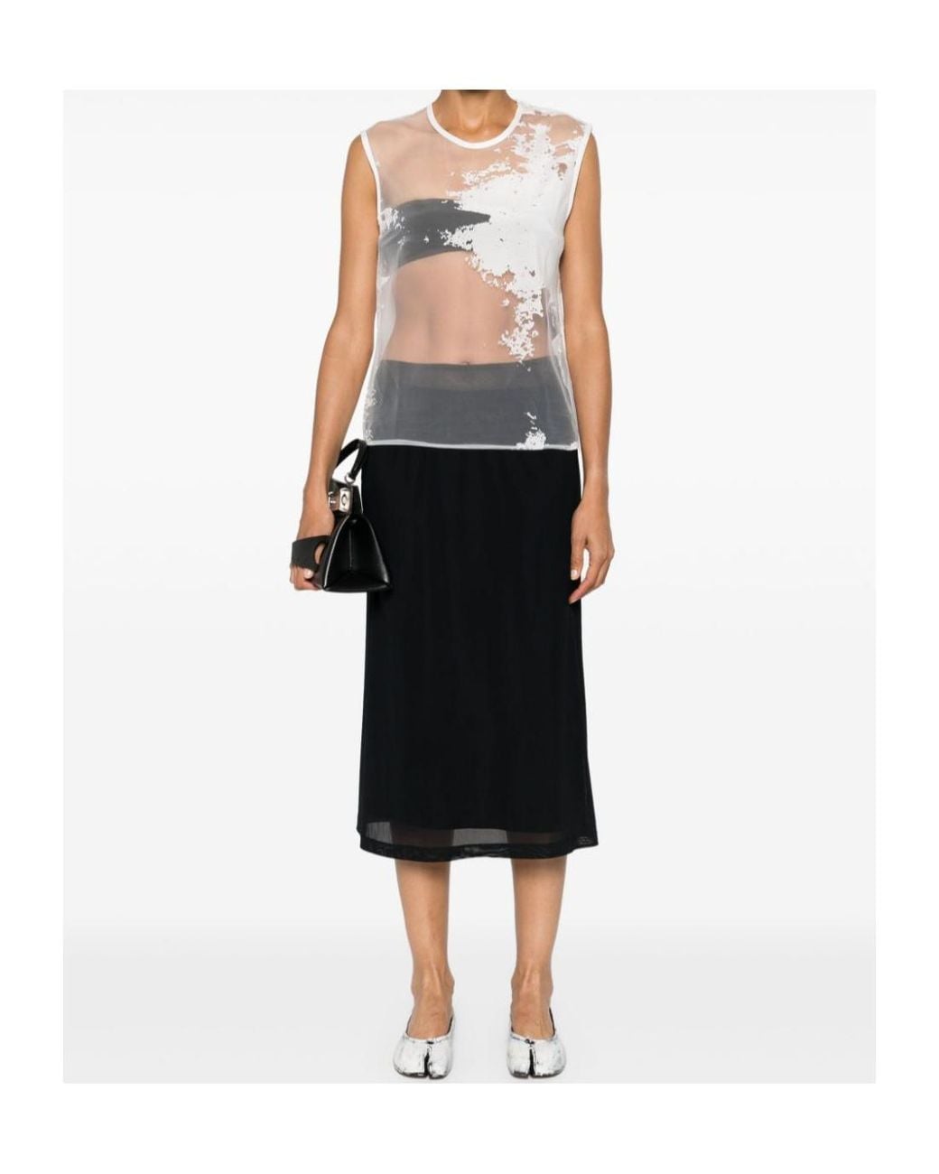 Ann Demeulemeester White Semi-Sheer Tank Top