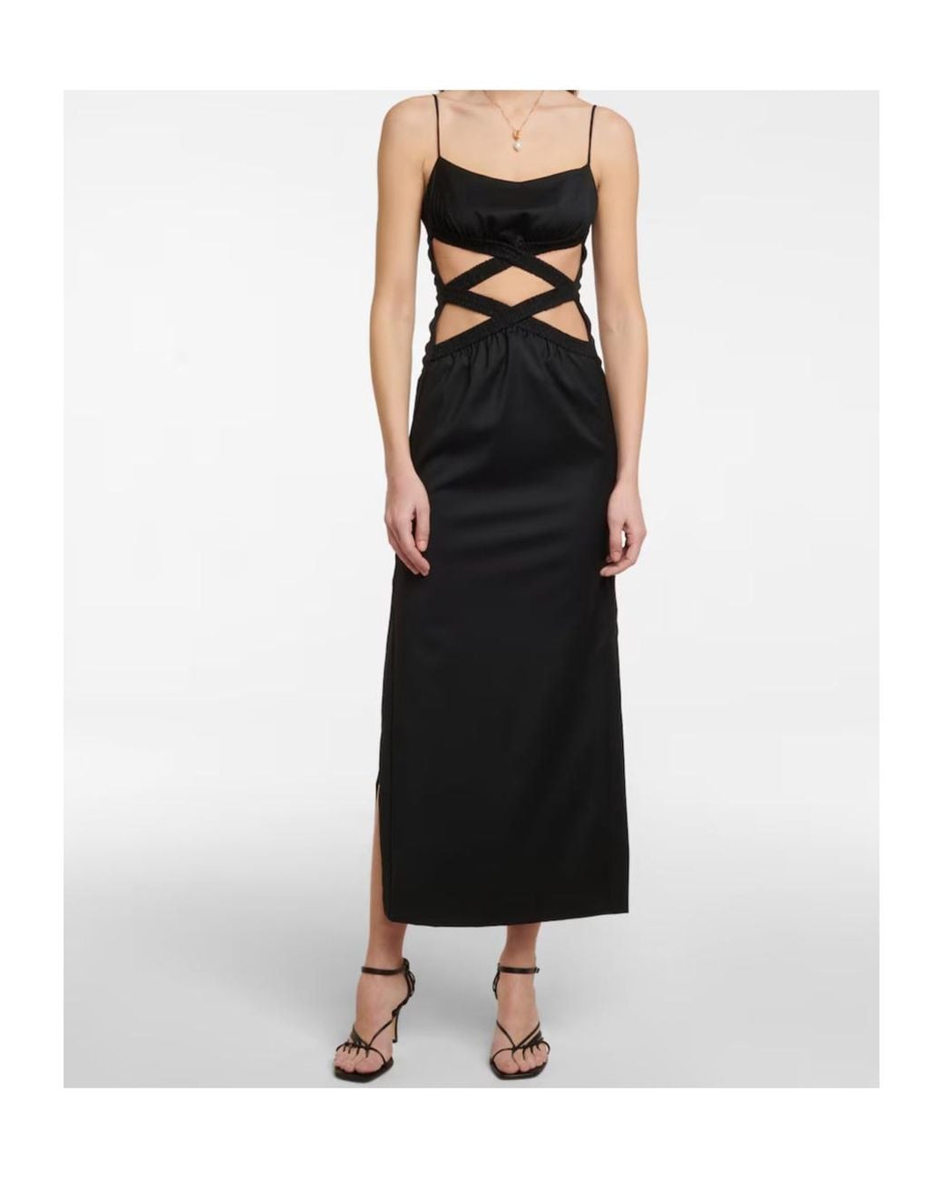 Christopher Esber Black Hollow-Out Slip Dress