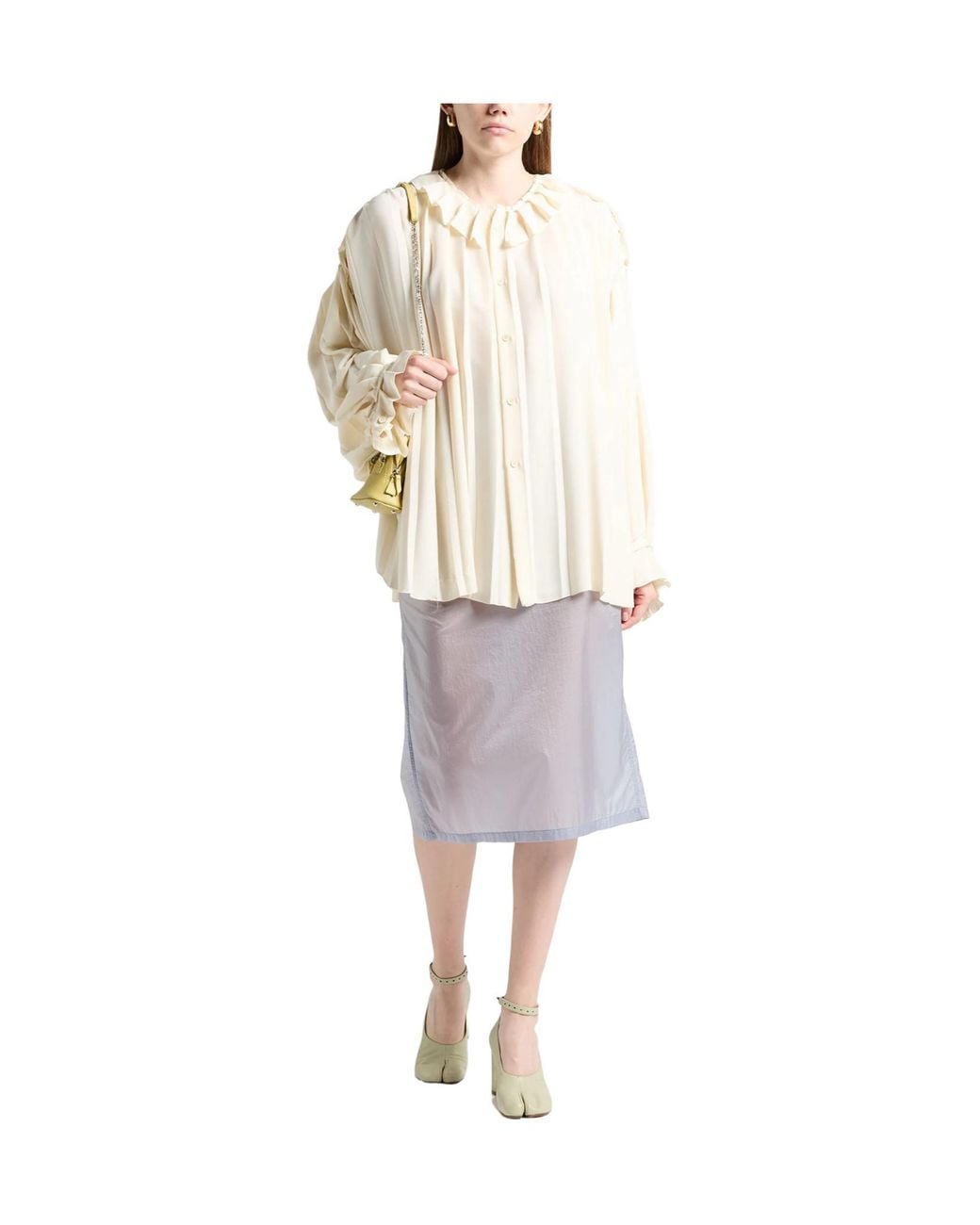MM6 by Maison Margiela White Loose-Fitting Long-Sleeved Top