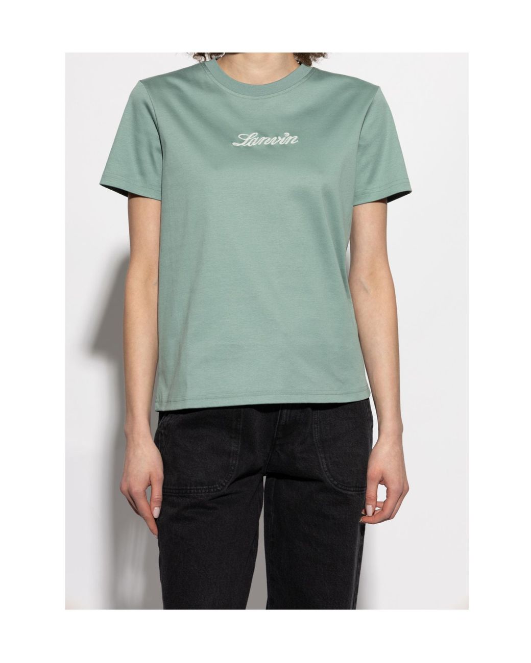 Lanvin Green Logo Embroidered Crewneck T-Shirt