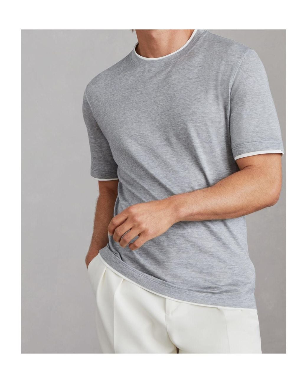 Brunello Cucinelli Gray Lightweight Jersey Crewneck T-Shirt for men