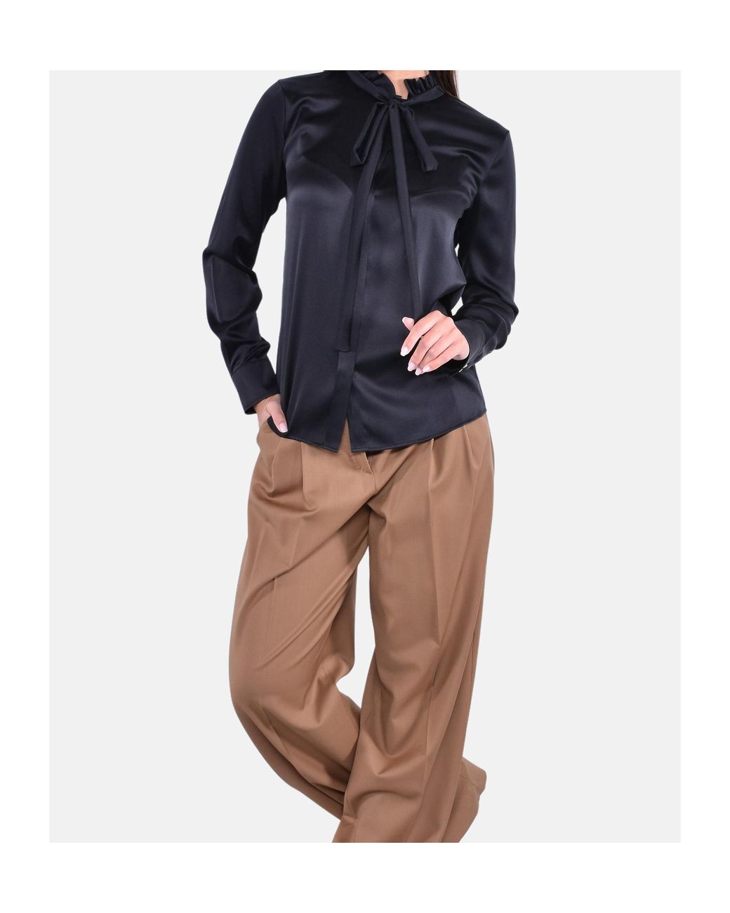 Max Mara Blue Studio Gilles Long-Sleeved Satin Top