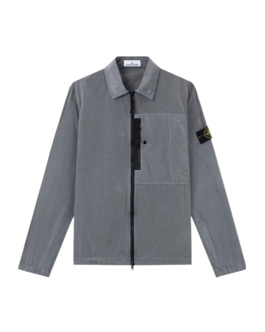 Stone Island Gray Logo-Patch Zip-Up Jacket for men
