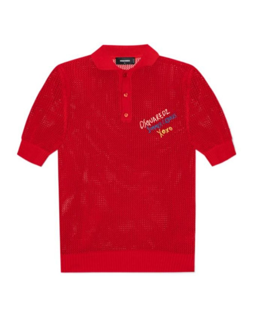 DSquared² Red Summer Lovers Knitted Polo Shirt for men