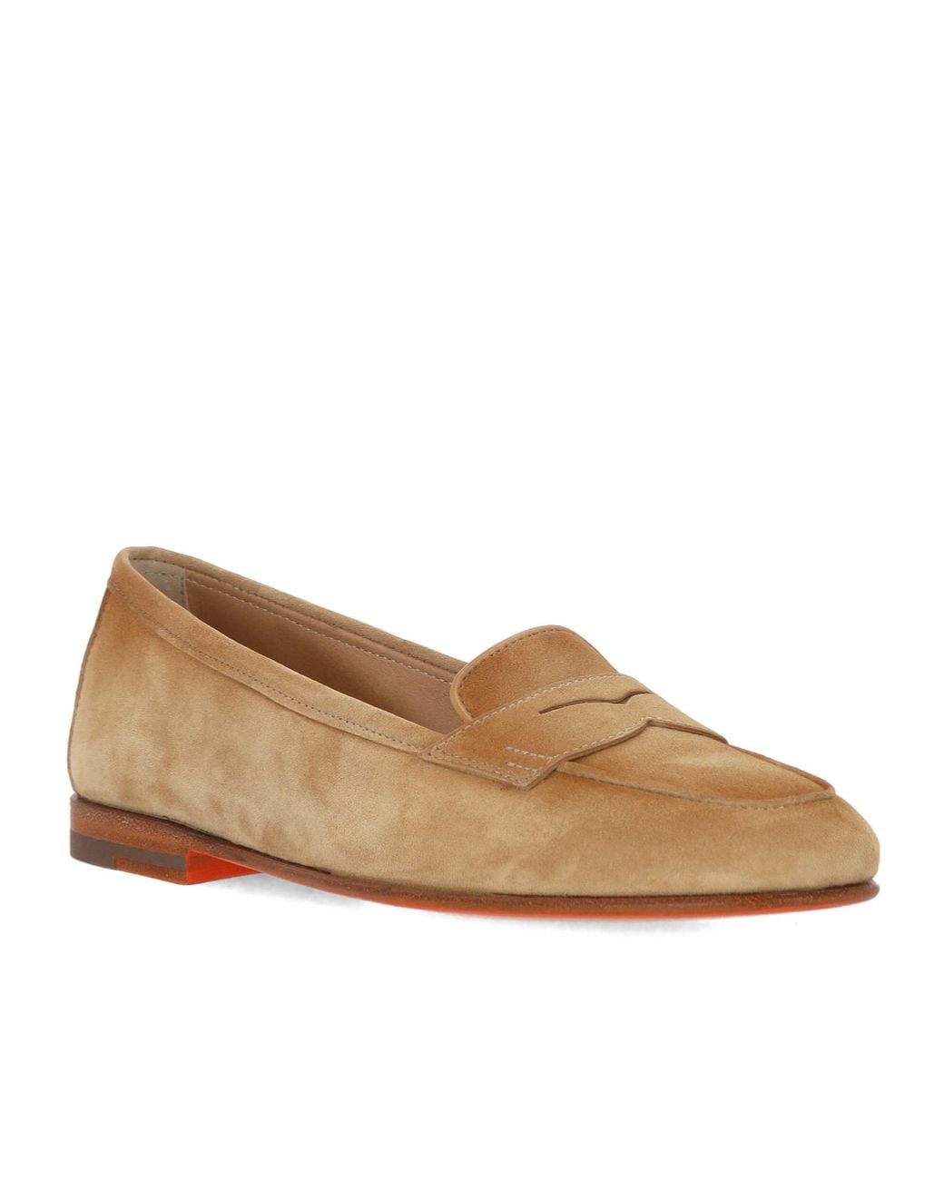 Santoni Brown Penny Loafer Flat Shoes