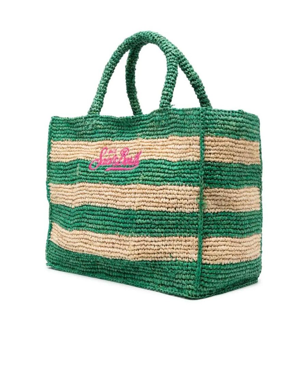 Mc2 Saint Barth Green Alphabet Woven Handbag
