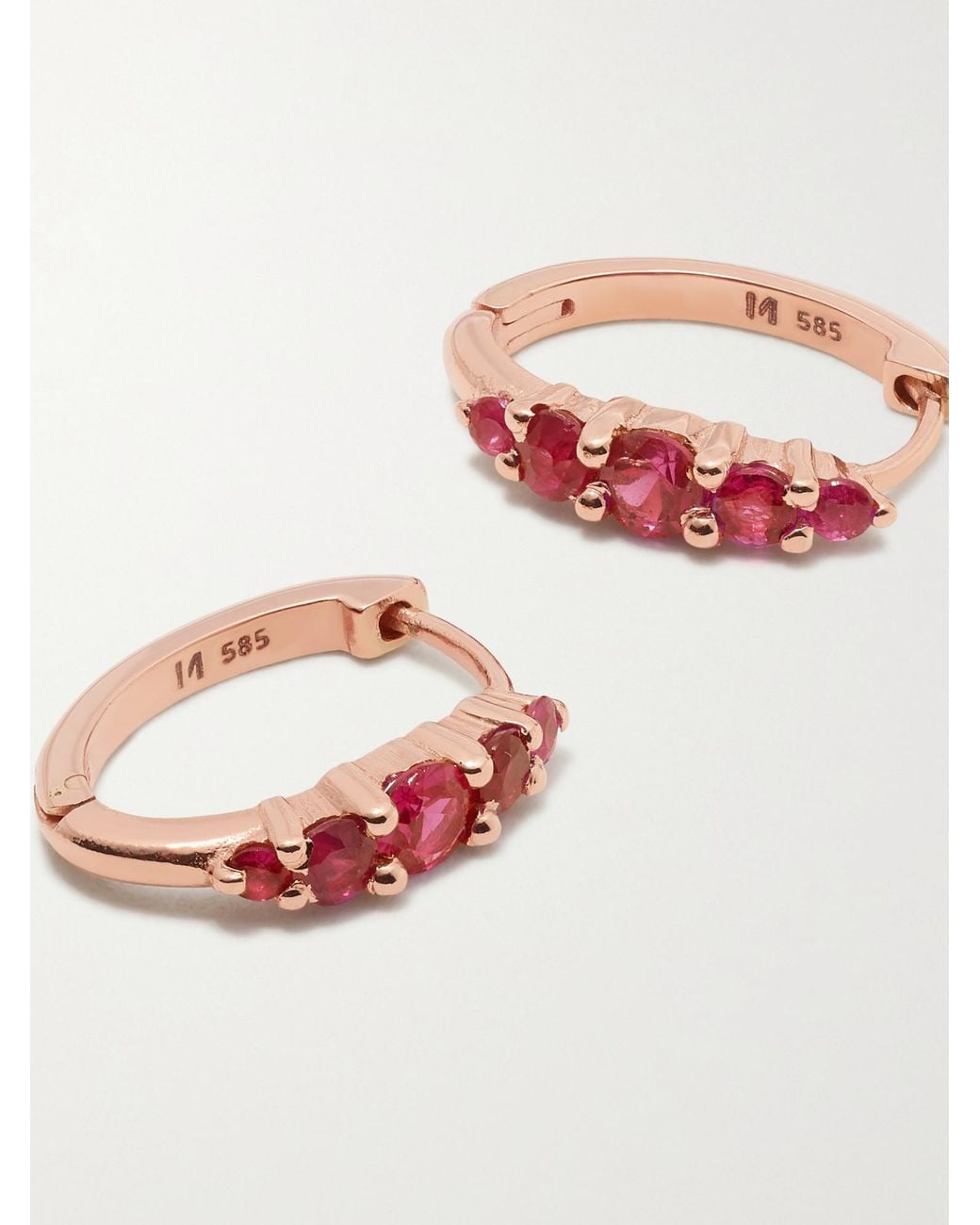 Ileana Makri Red 18-Karat Rose Ruby Hoop Earrings