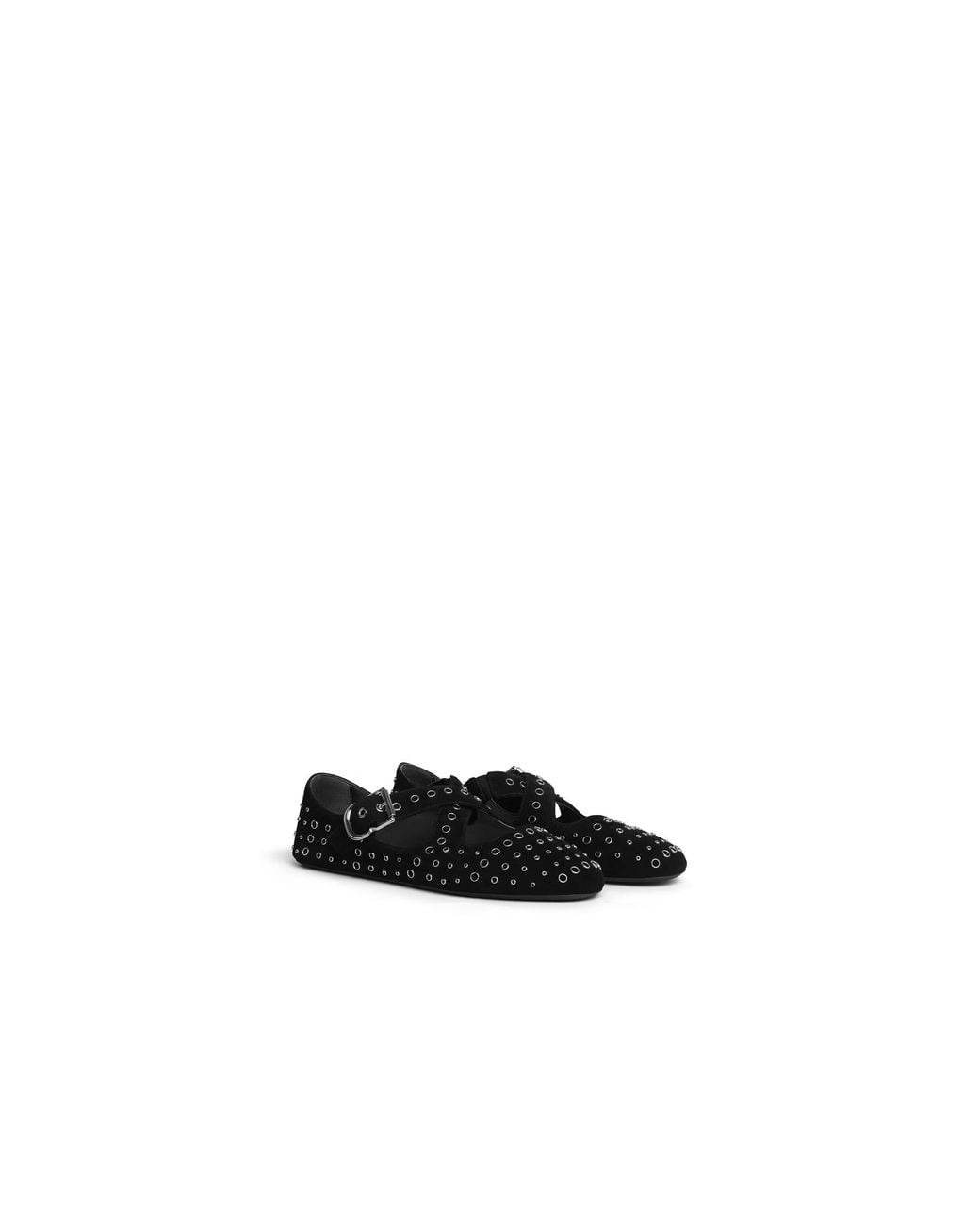 Alaïa Black Criss-Cross Eyelet Suede Ballet Flats