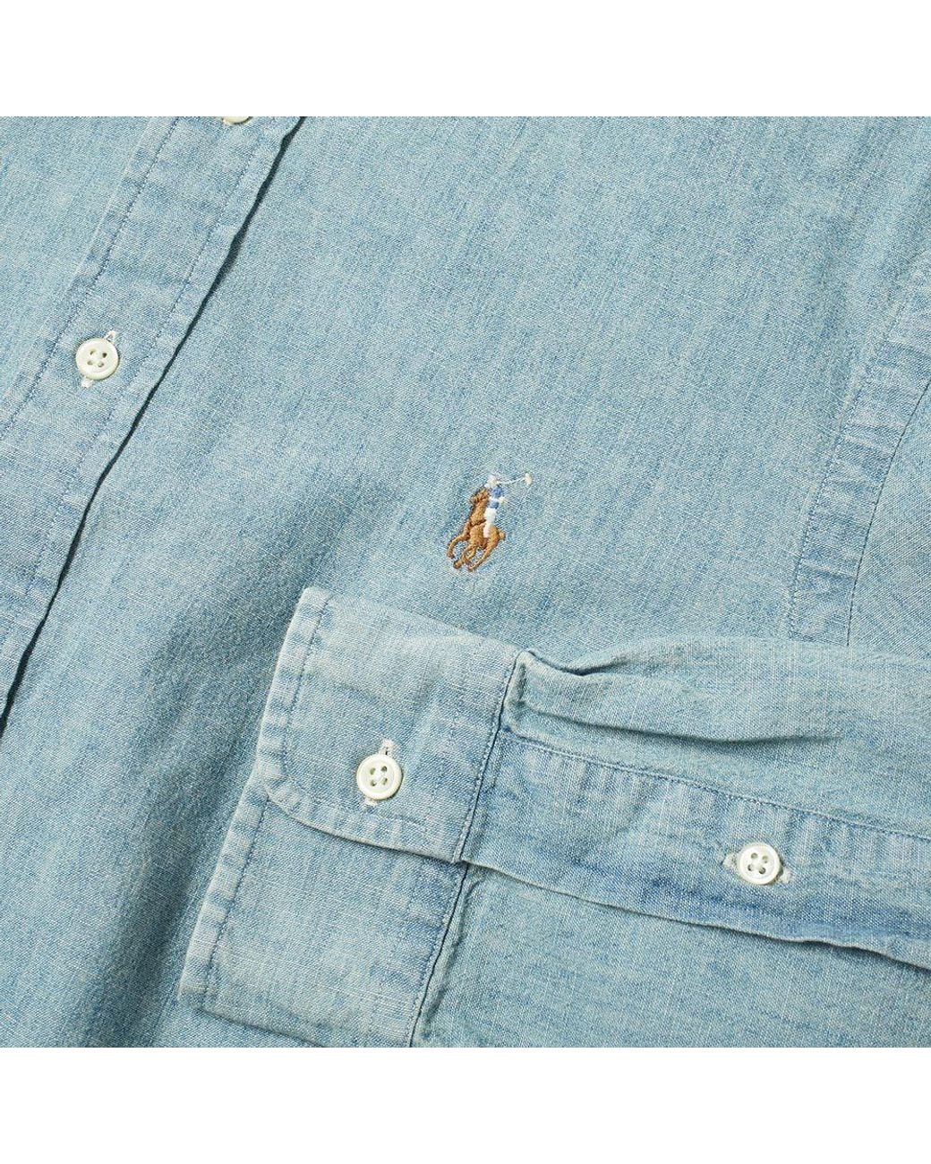 Polo Ralph Lauren Blue Pony Embroidered Curved Hem Shirt for men