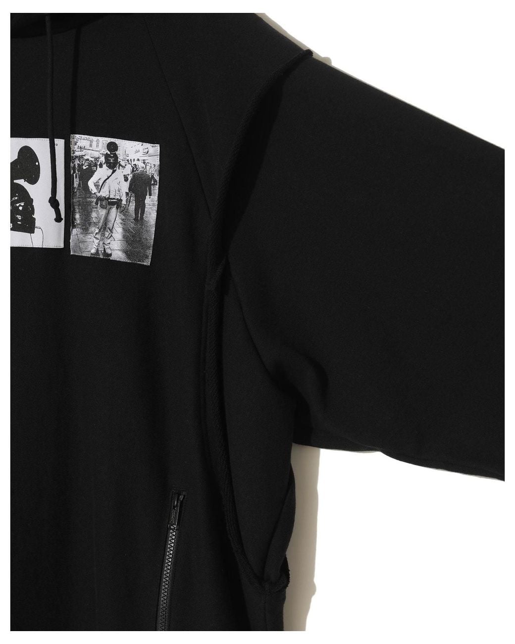 Undercover Black Graphic Printed Layered Hoodie for men