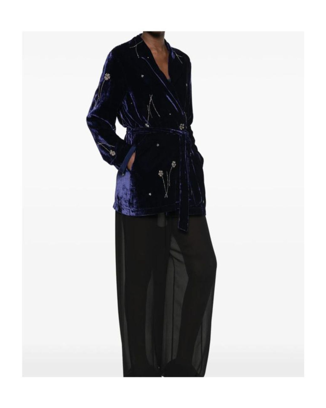 Forte_forte Blue Bead-Embellished Velvet Jacket