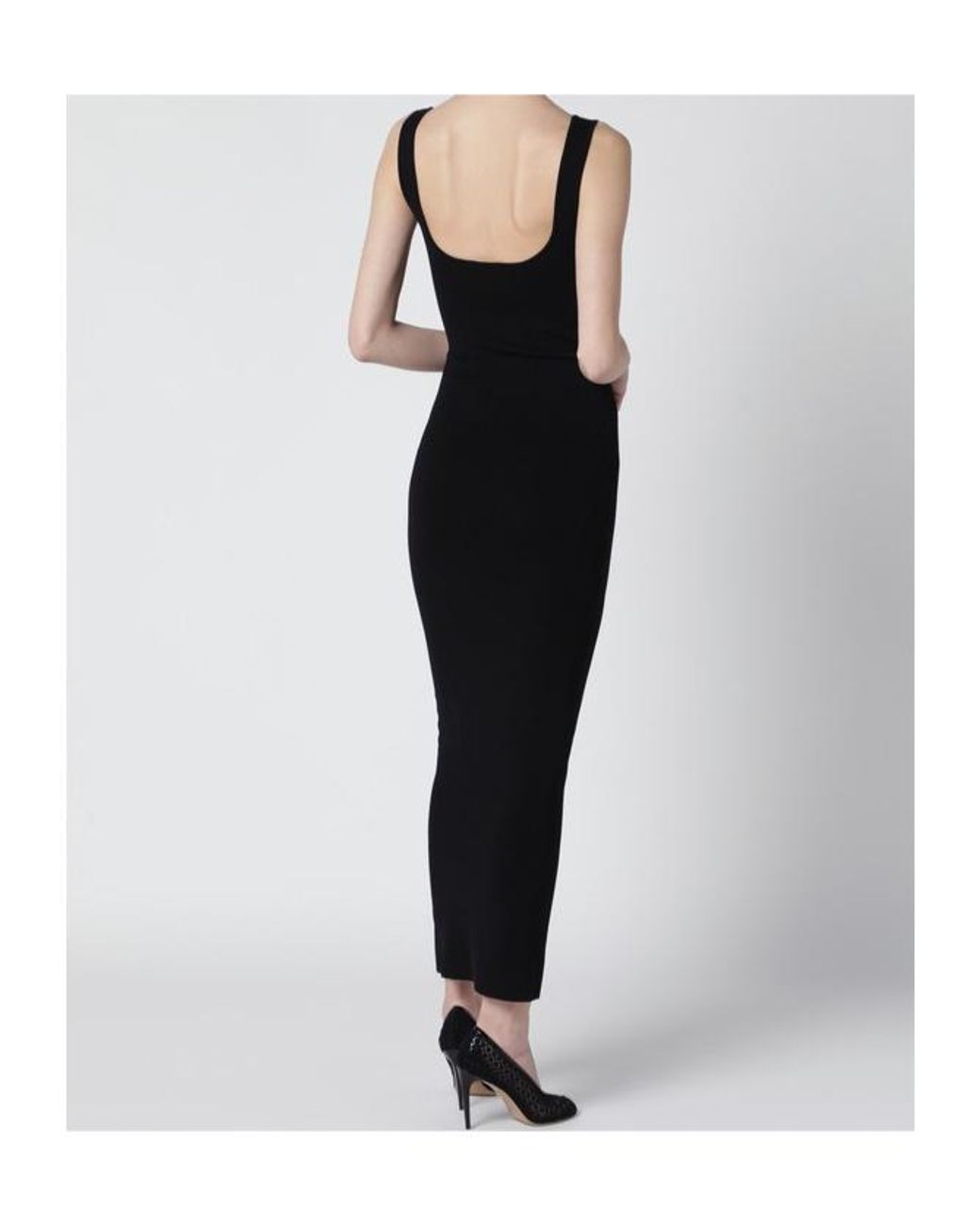 Entire studios Black Square Neck Midi Dress